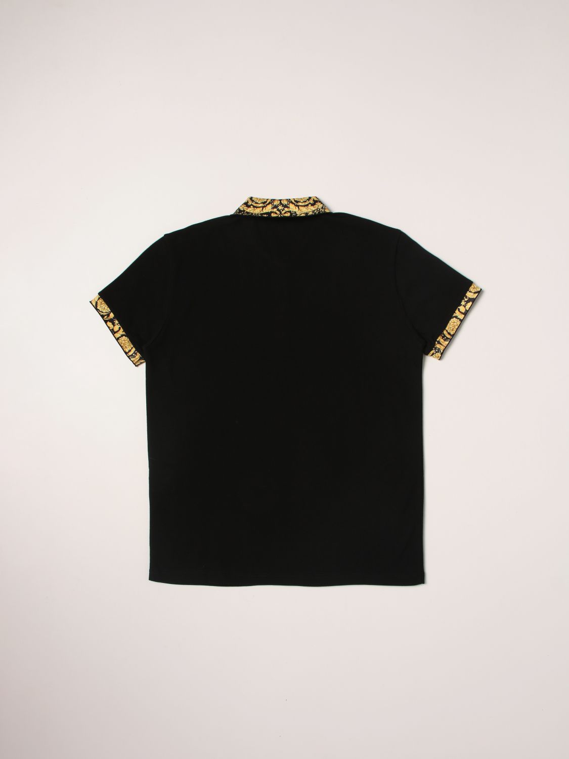 Polo Shirt Young Versace: Versace Young polo shirt with baroque details black 2