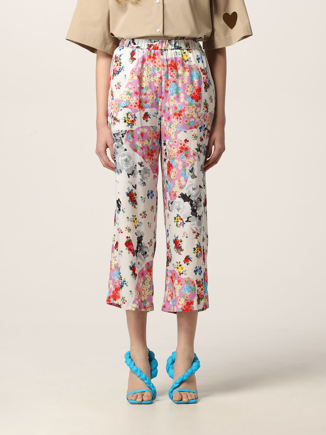 MSGM: jogging pants with floral print - Multicolor | Msgm pants ...
