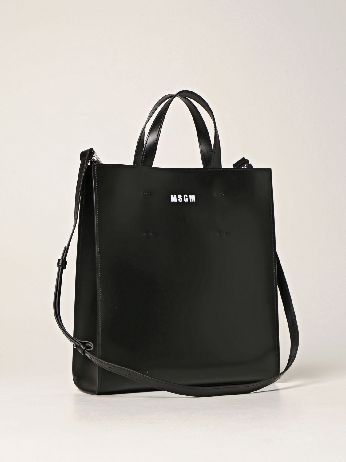 MSGM: leather bag - Black | Msgm tote bags 3241MDZ18911 online on ...