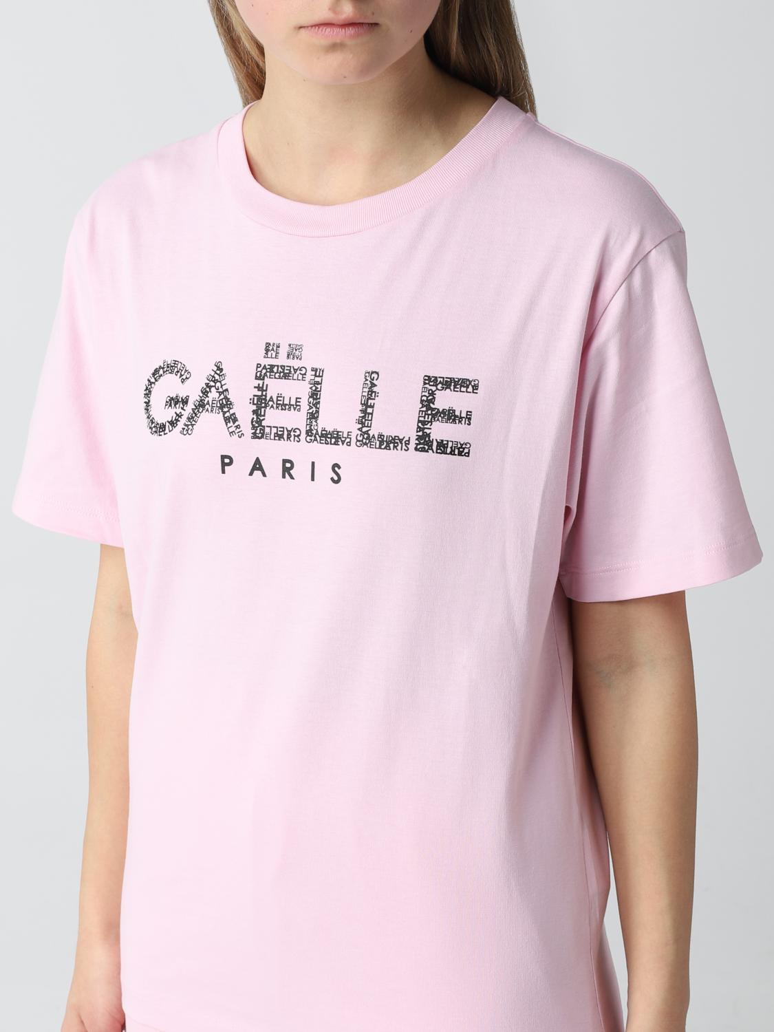 GAËLLE PARIS: t-shirt in jersey with logo - Pink | Gaëlle Paris t-shirt ...