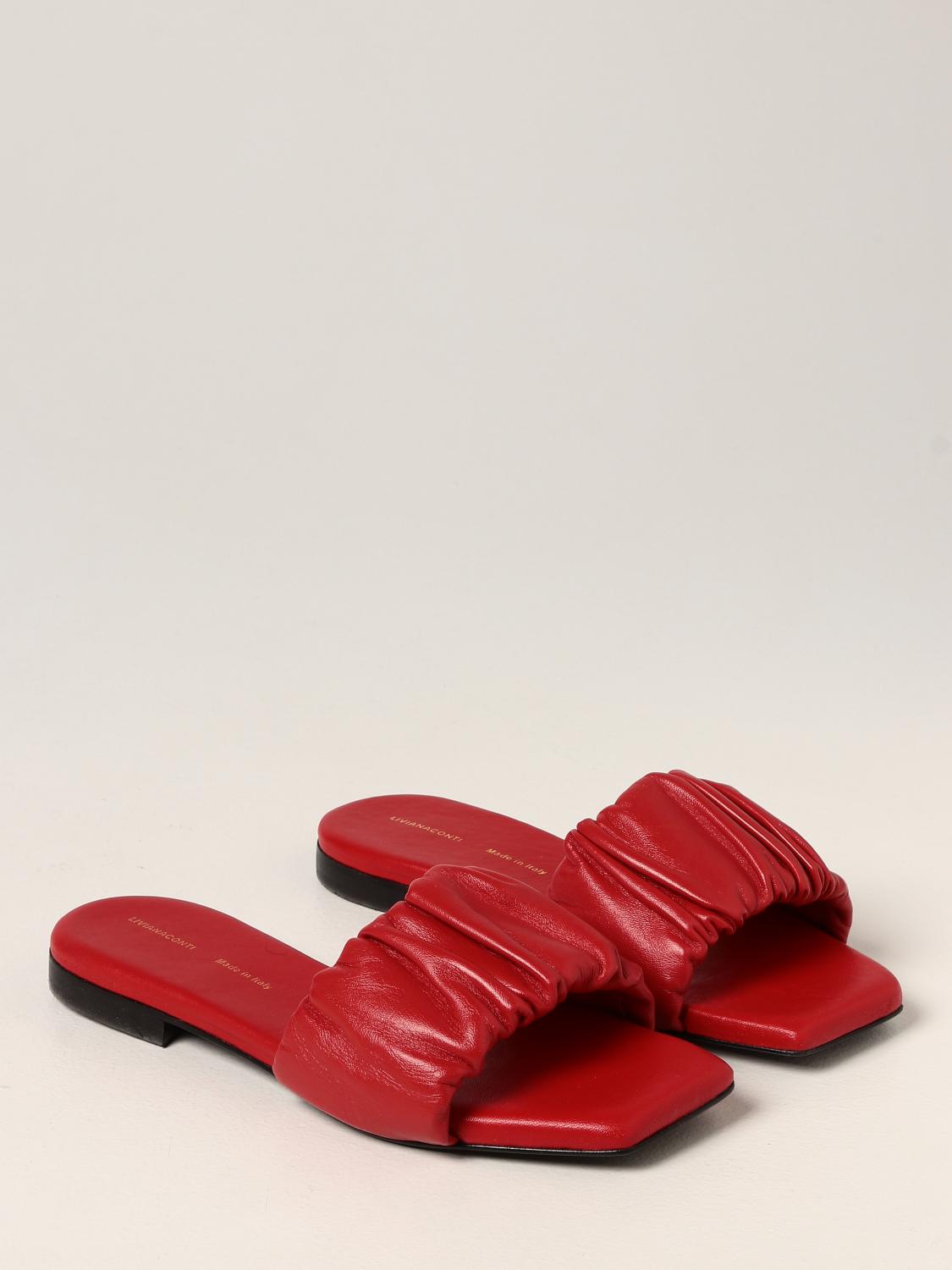 LIVIANA CONTI: Sandalo basso in pelle - Rosso | Sandali Bassi Liviana Conti  A2SC09 GIGLIO.COM