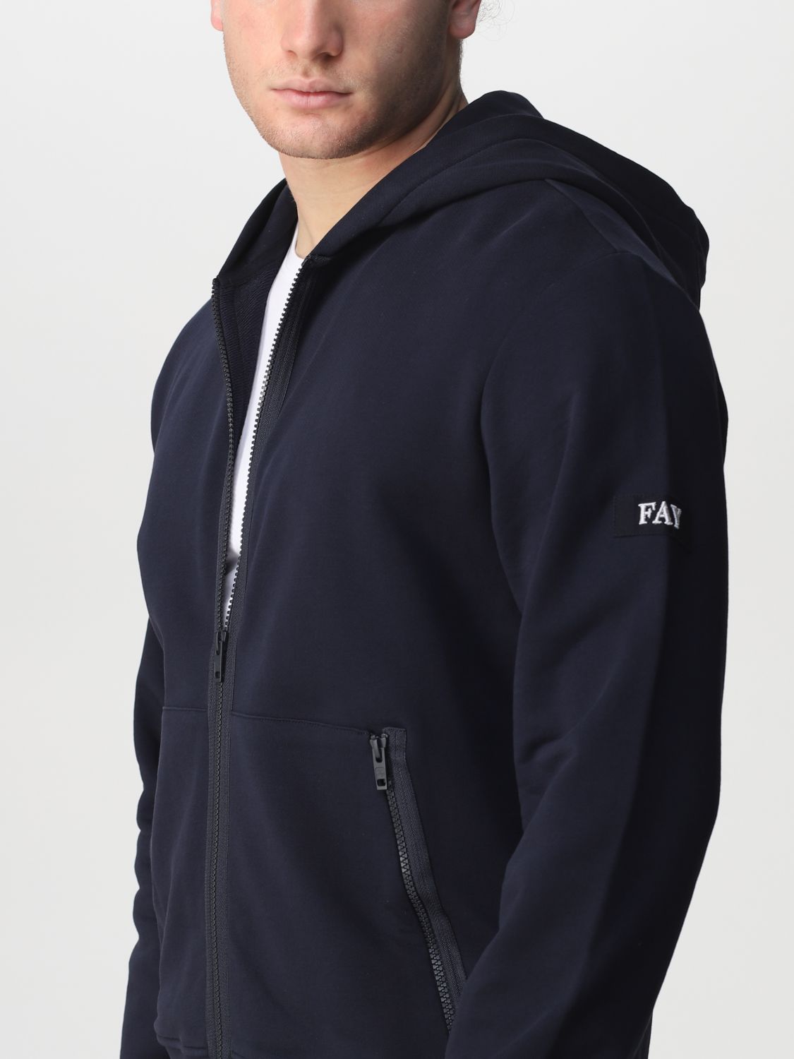 Sweatshirt Fay: Fay zip sweatshirt with logo blue 4