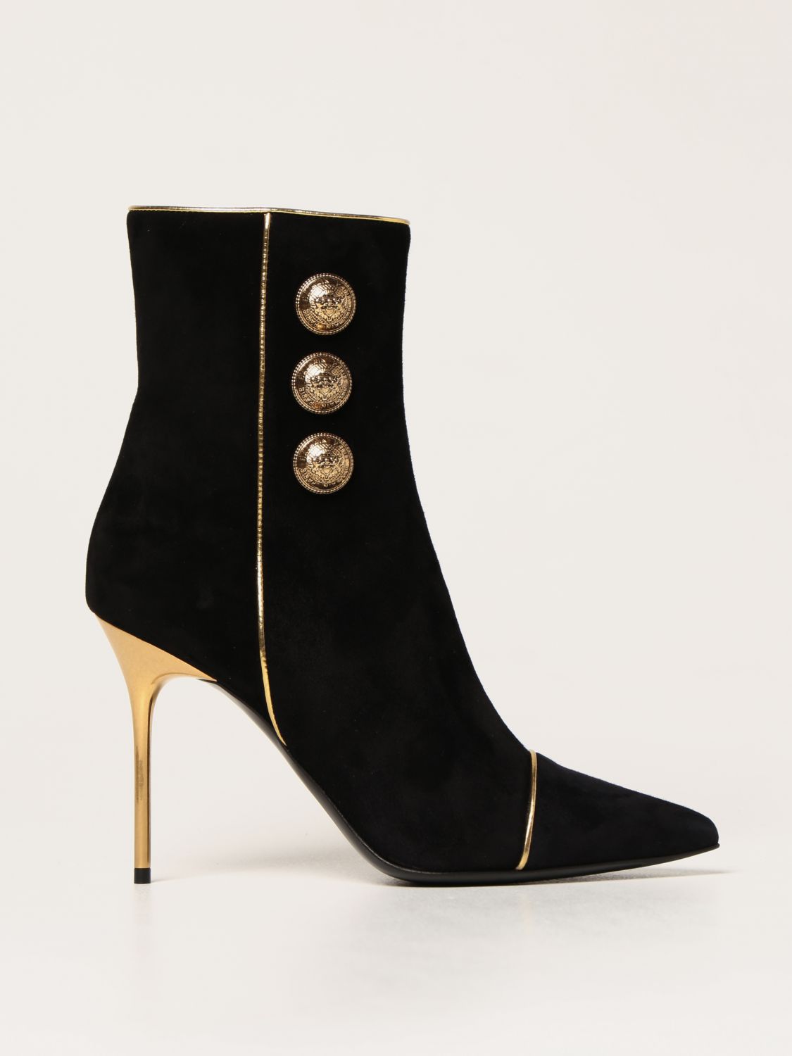 BALMAIN: suede ankle boots - Black | Balmain heeled ankle boots ...