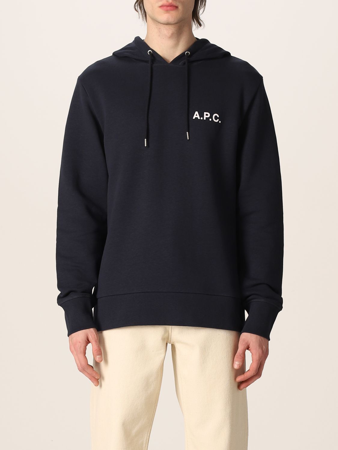 A.P.C.: sweatshirt in cotton with logo - Navy | A.p.c. sweatshirt ...