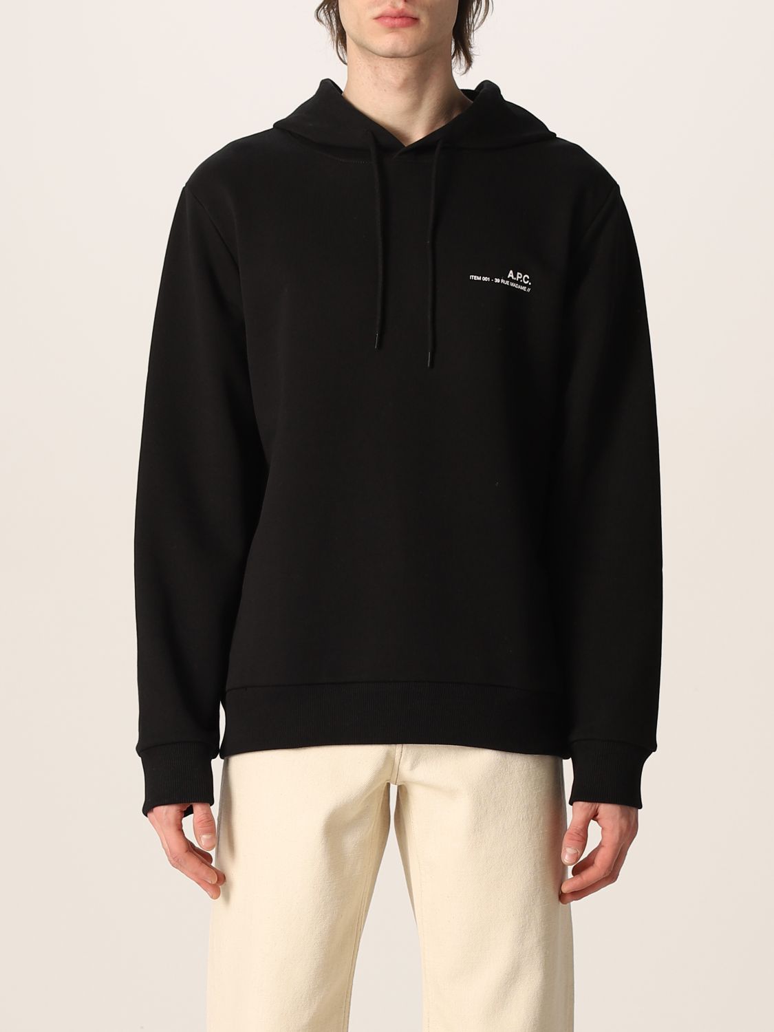 A.P.C.: sweatshirt in cotton with logo - Black | A.p.c. sweatshirt ...