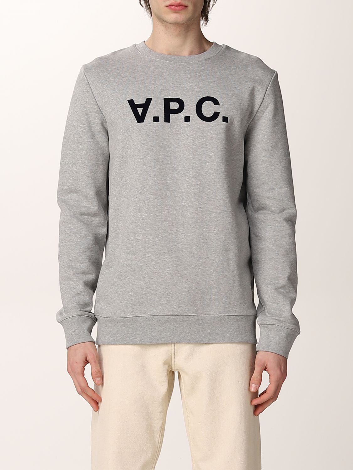 A.P.C.: sweatshirt in cotton with logo - Grey | A.p.c. sweatshirt ...