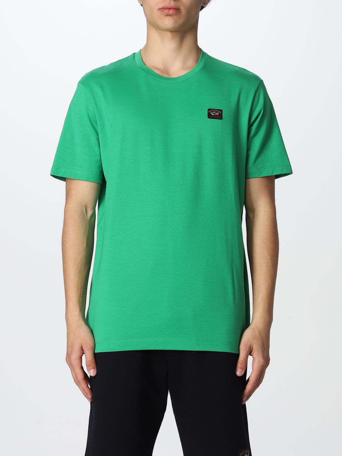 Paul & Shark Outlet: cotton T-shirt with logo patch - Military | Paul ...