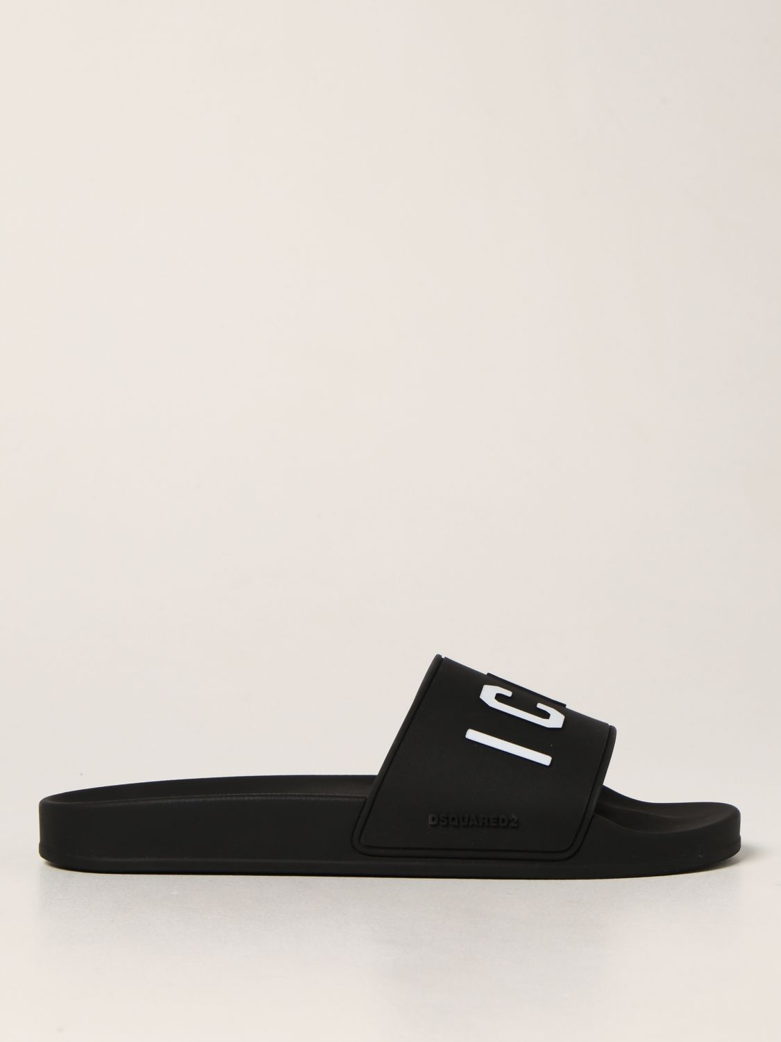 DSQUARED2: Icon rubber sandals with logo - Black | Dsquared2 sandals ...