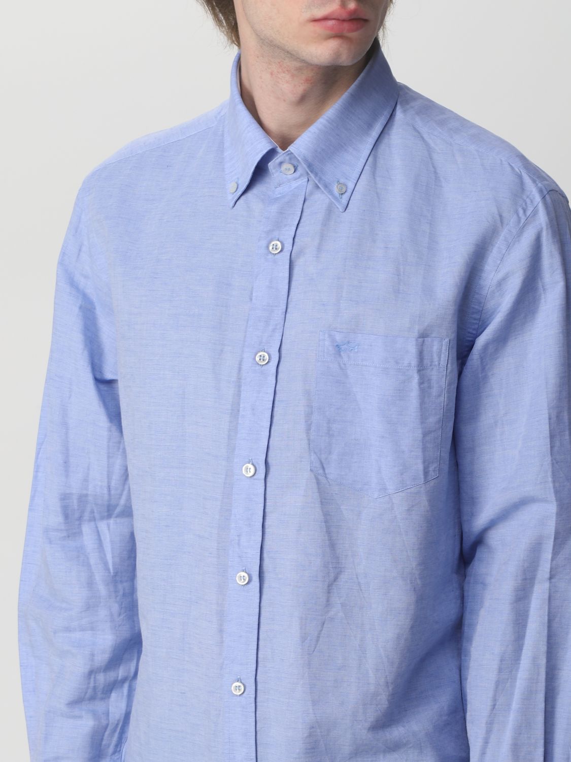 Camicia in popeline di cotone stretch stampatoPaul & Shark in Cotone da Uomo colore Blu Uomo Camicie da Camicie Paul & Shark 