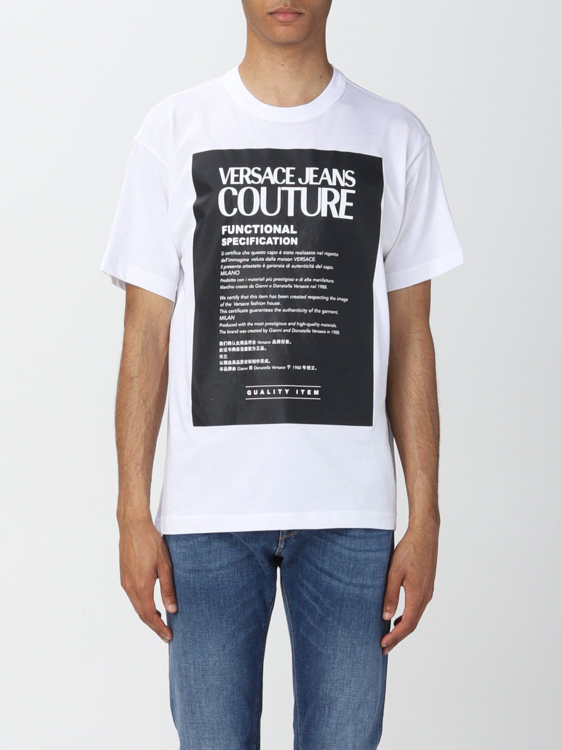 koud interferentie omringen Versace Jeans Couture Outlet: T-shirt with graphic print - White | Versace  Jeans Couture t-shirt 72GAHT05CJ00O online on GIGLIO.COM