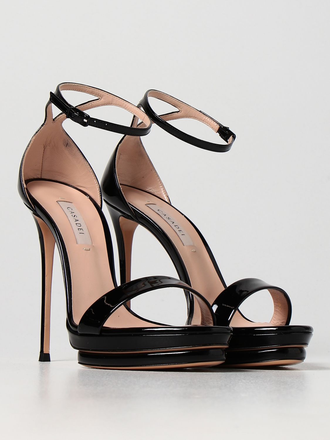 CASADEI: Julia patent leather sandals - Black | Casadei heeled sandals ...