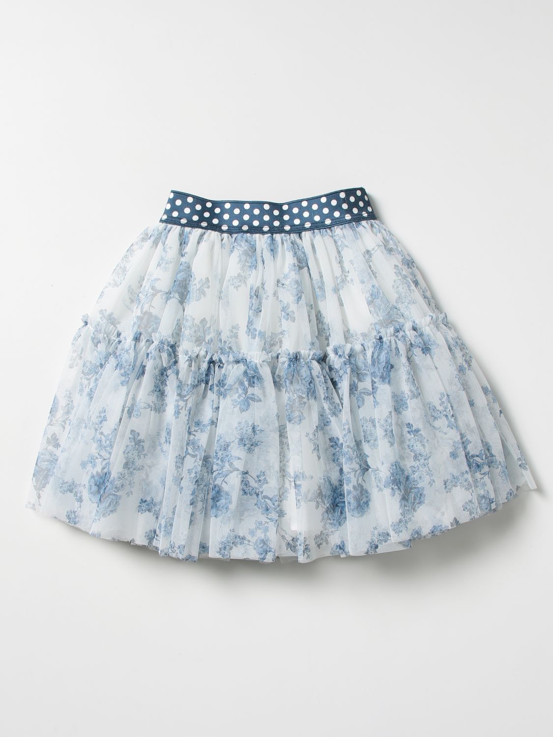 Skirt Monnalisa: Monnalisa wide skirt in patterned tulle white 1
