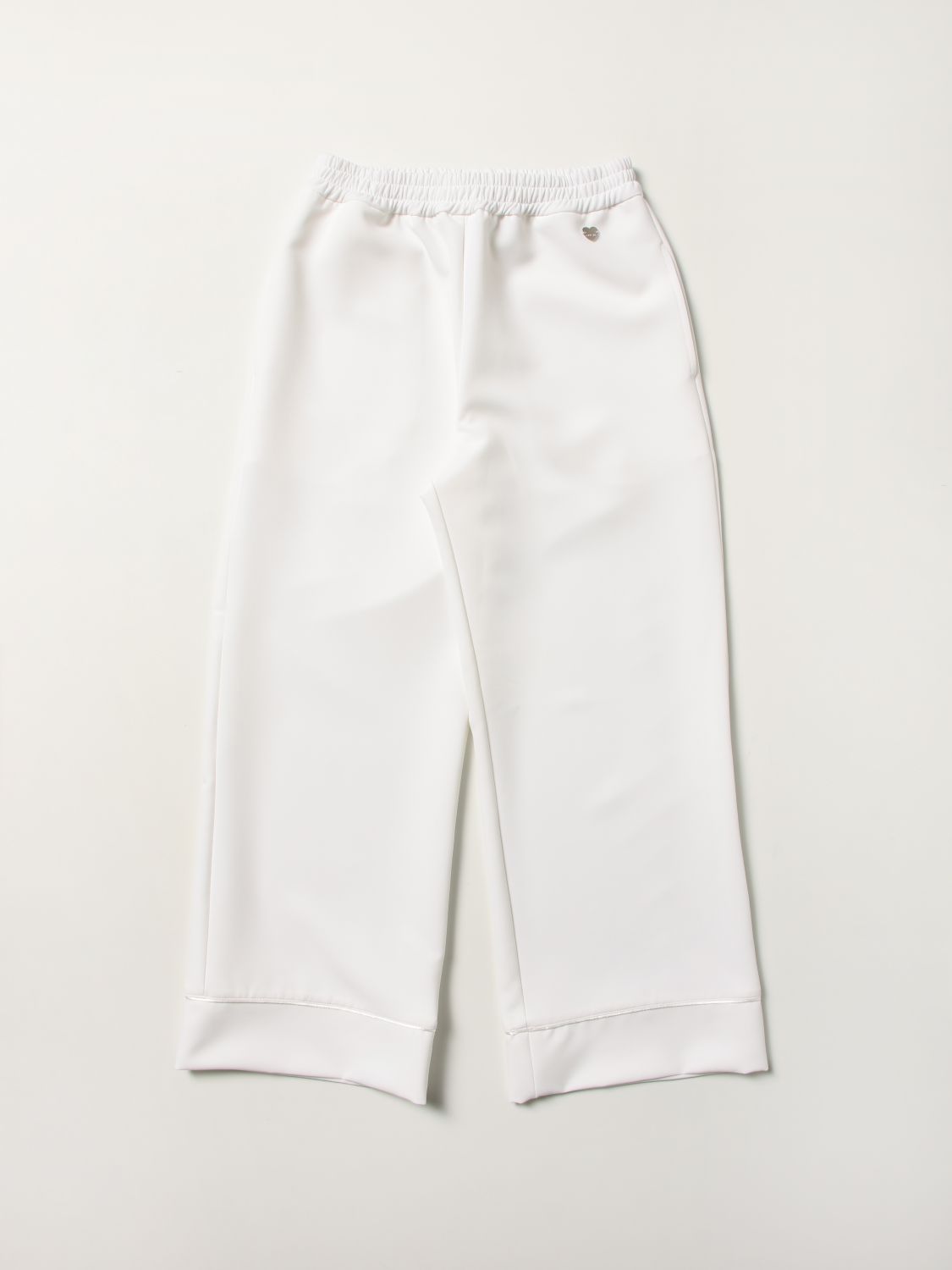 Pants Monnalisa: Monnalisa wide trousers with mini logo yellow cream 1