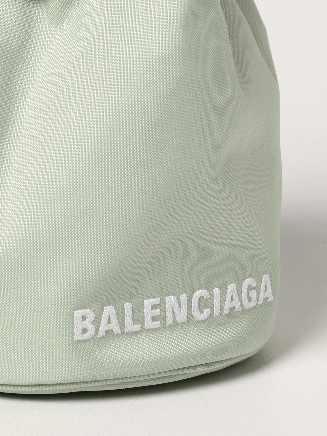 BALENCIAGA Wheel XS Drawstring bag in recycled nylon White