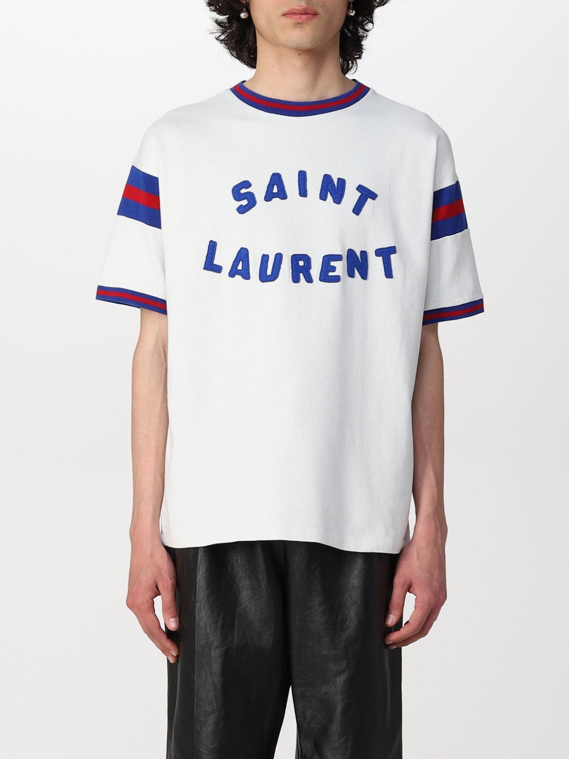 SAINT LAURENT: cotton jersey t-shirt - Ecru | Saint Laurent t-shirt ...