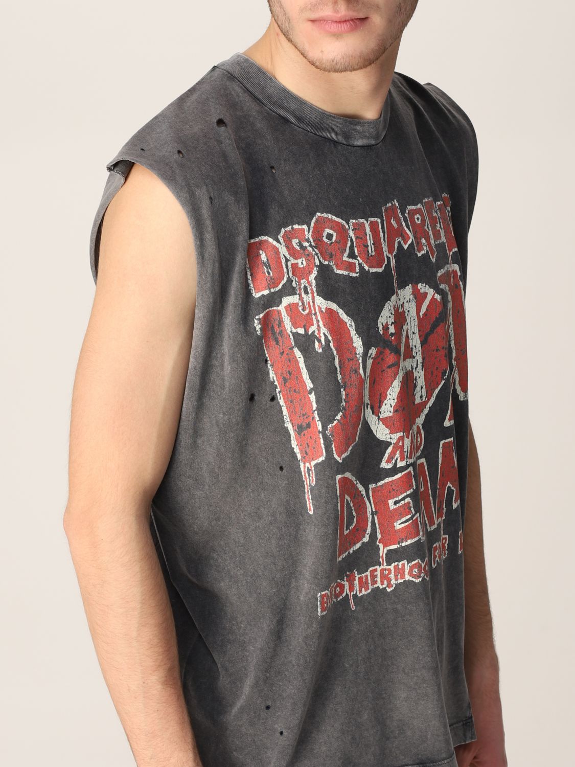 DSQUARED2: cotton tank top - Grey Dsquared2 t-shirt on
