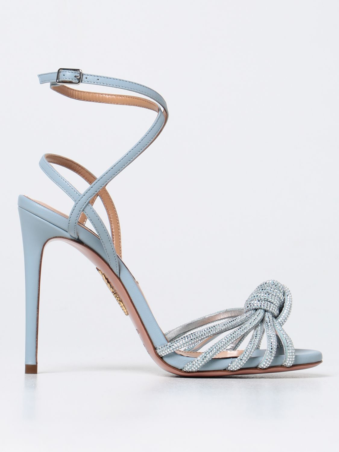 AQUAZZURA: heeled sandal in nappa leather - Ice | Aquazzura heeled ...
