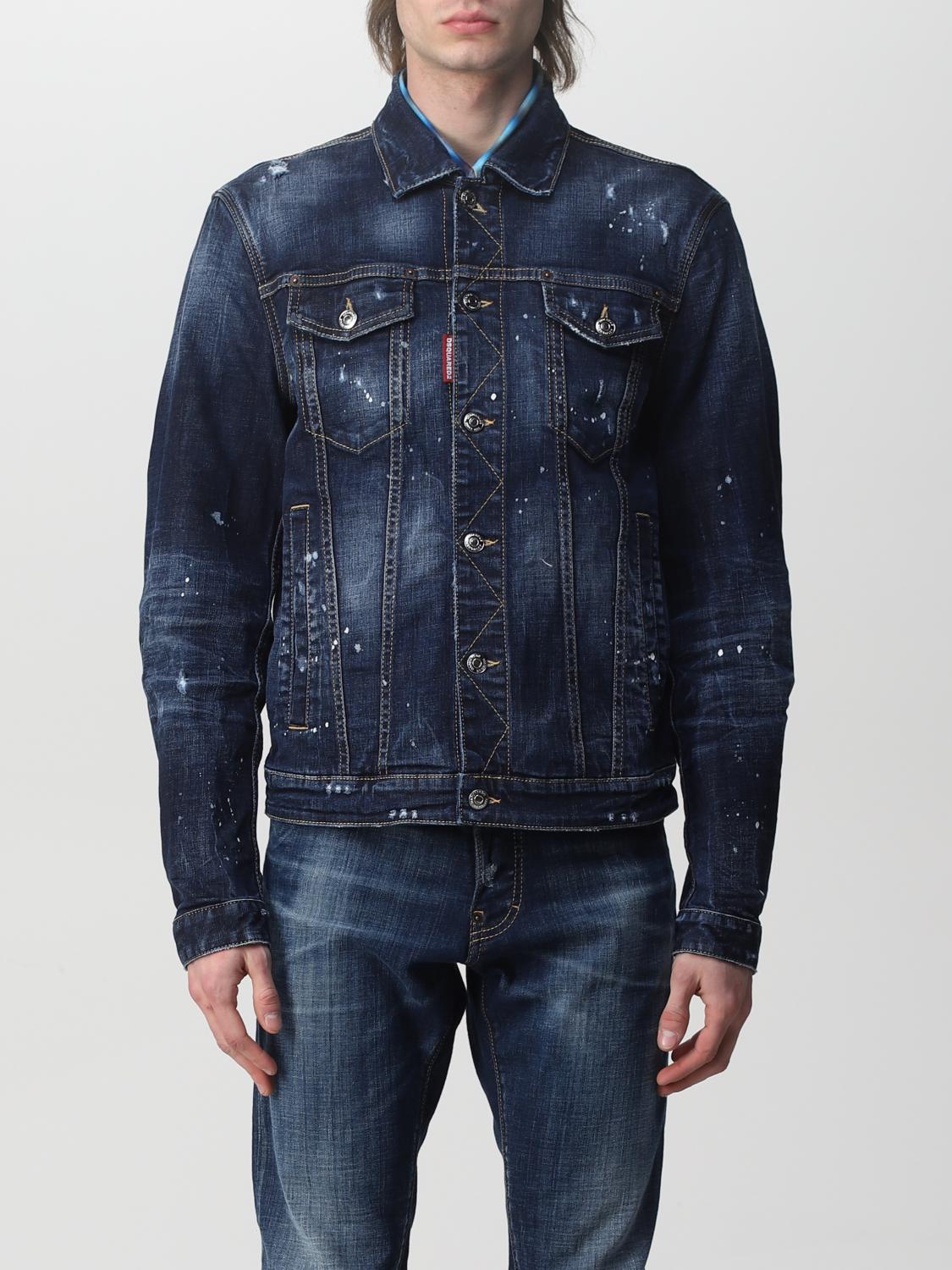 DSQUARED2: Giacca di jeans con rotture - Denim | Giacca Dsquared2  S71AN0337S30664 GIGLIO.COM