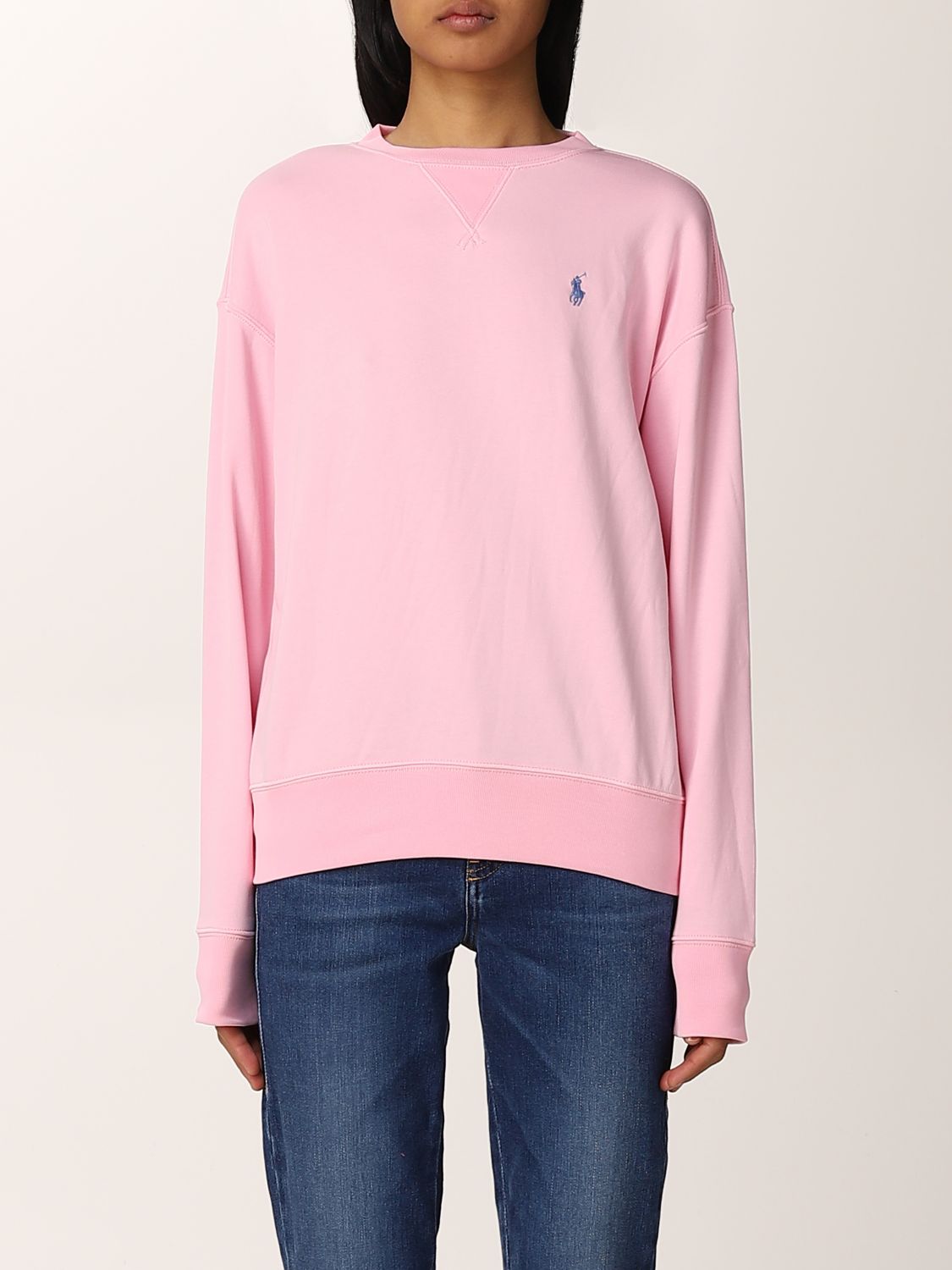 POLO RALPH LAUREN: sweatshirt with embroidered logo - Pink | Polo Ralph  Lauren sweatshirt 211780304 online on 