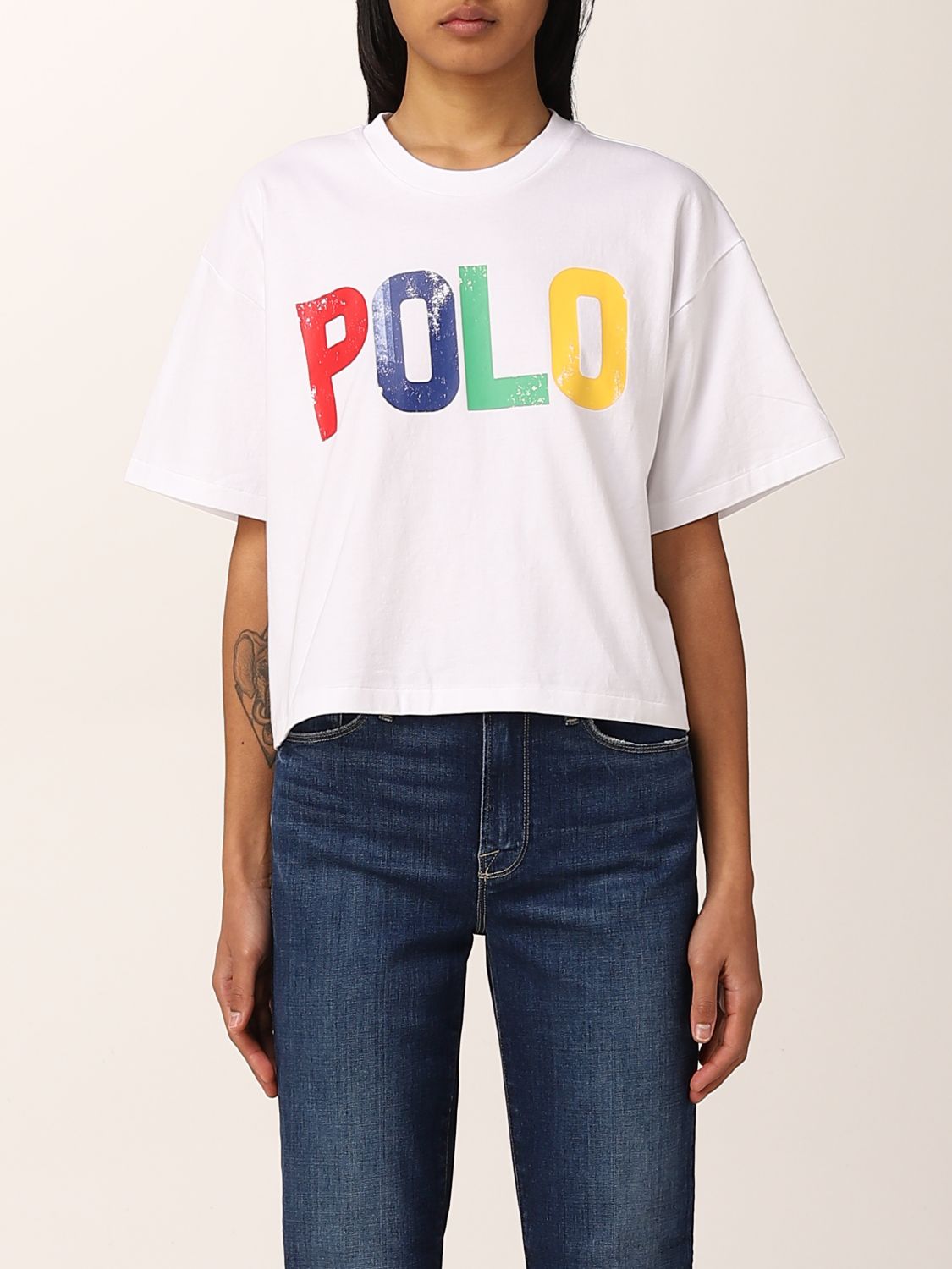 T-shirt Polo Ralph Lauren: T-shirt Polo Ralph Lauren con logo multicolor bianco 1