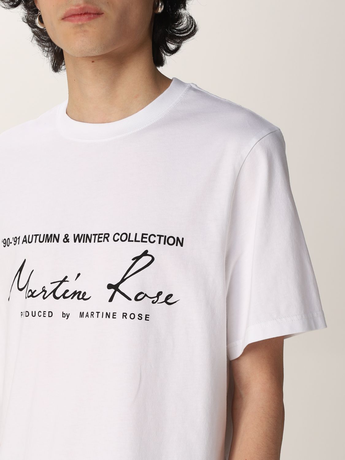 MARTINE ROSE: cotton t-shirt with logo - White
