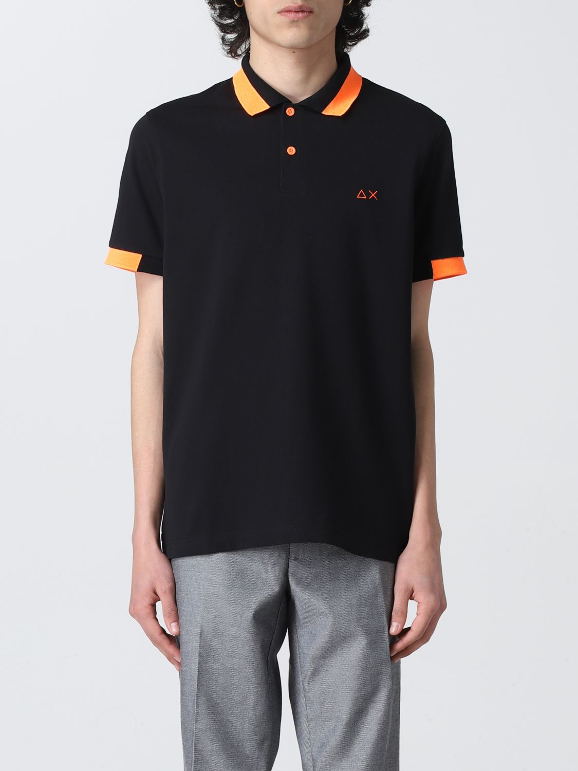 SUN 68: polo shirt with logo - Black | Sun 68 polo shirt A32119 online ...