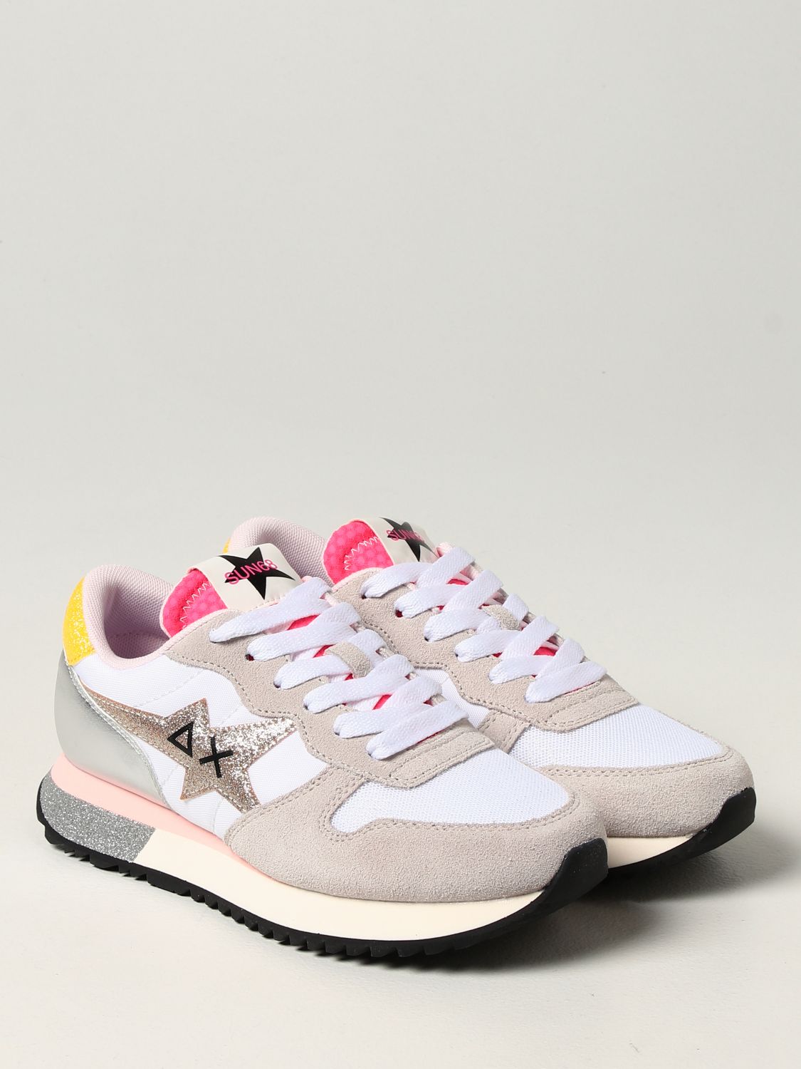 SUN 68: sneakers in suede and nylon | Sneakers Sun 68 Women White ...