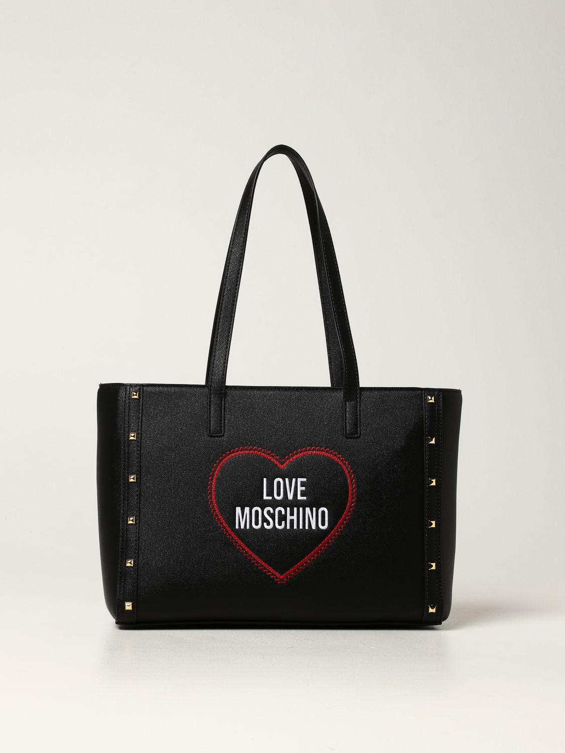 LOVE MOSCHINO: bag in synthetic leather with logo - Black | Love ...