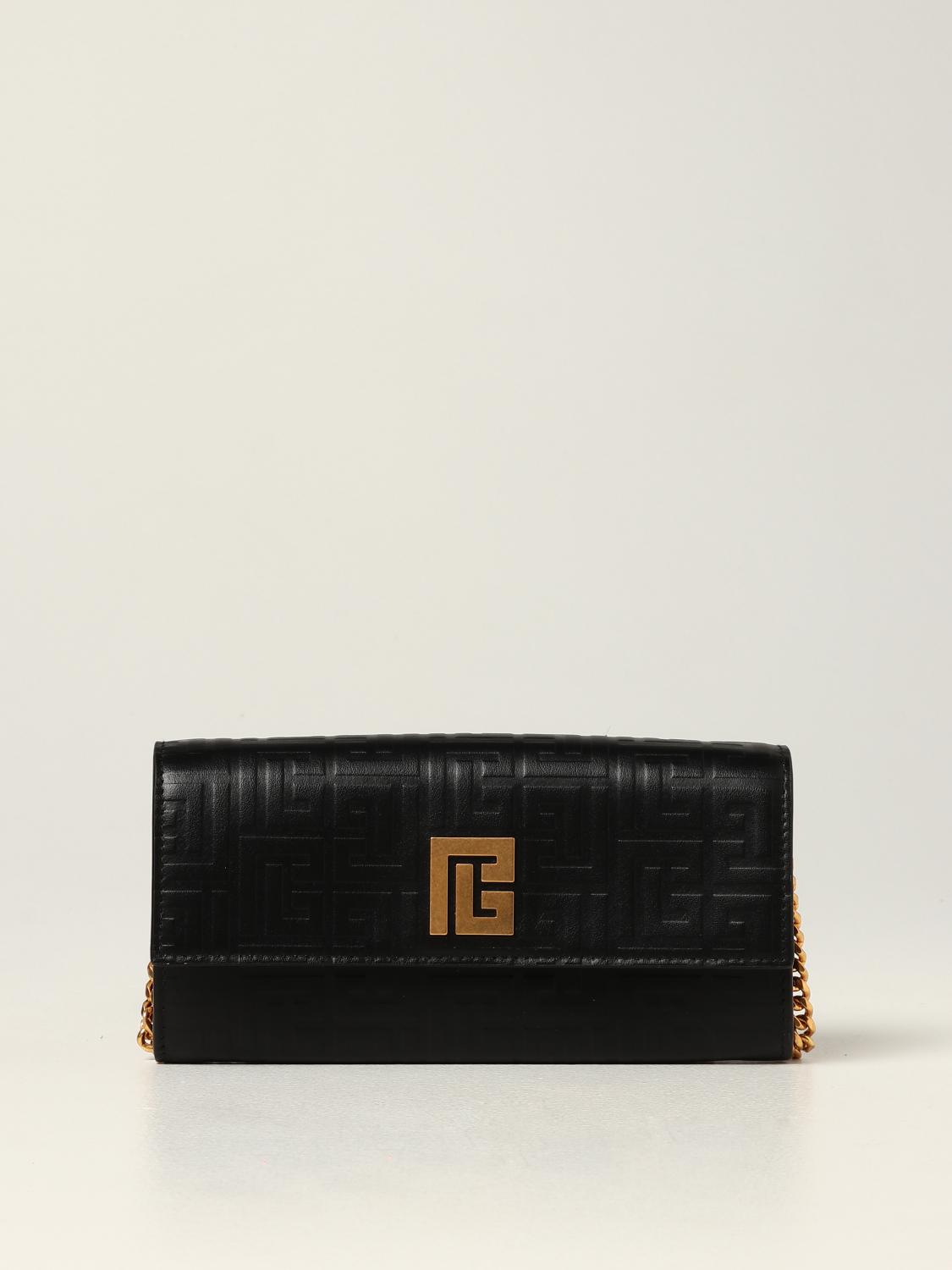 BALMAIN 1945 wallet bag with monogram pattern Black Balmain mini