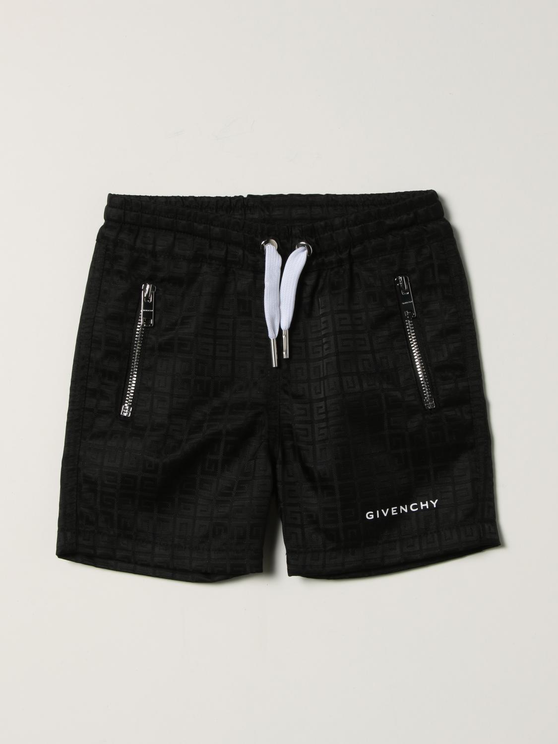GIVENCHY: Pantaloncino jogging con logo all over - Nero | Pantaloncini  Givenchy H04127 GIGLIO.COM