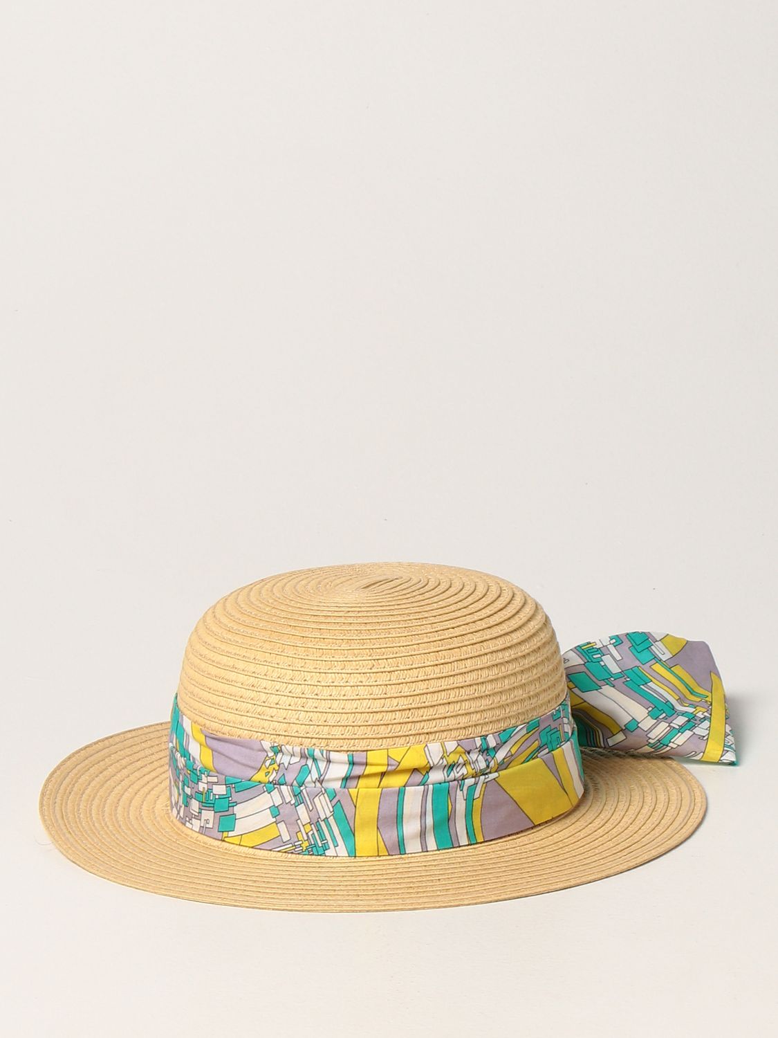 Girls' hats Emilio Pucci: Emilio Pucci hat with printed ribbon hazel 1