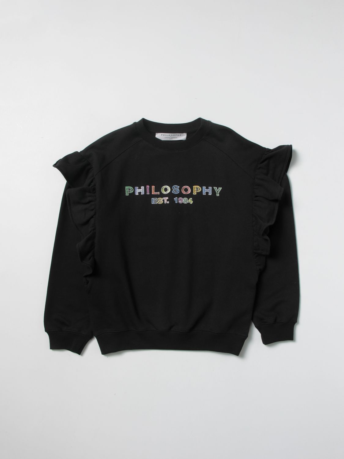 Philosophy Di Lorenzo Serafini Kids' Cotton Sweatshirt With Logo In Black