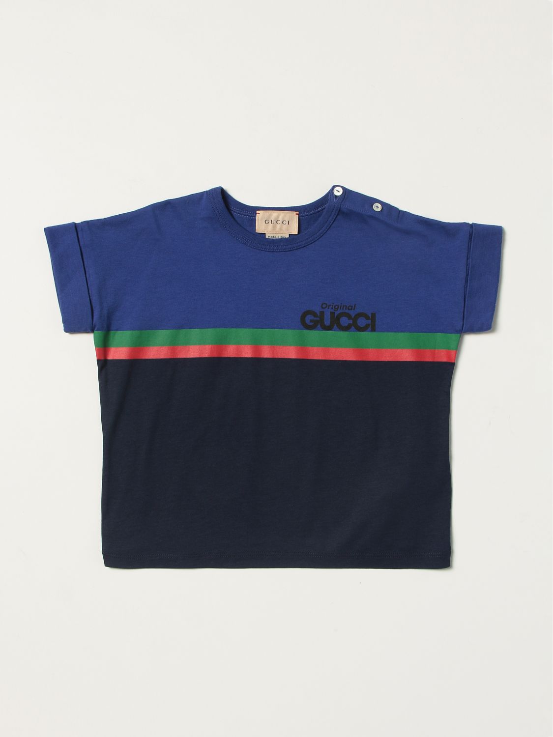 T-shirt Gucci: T-shirt Gucci in cotone con dettaglio Web blue 1