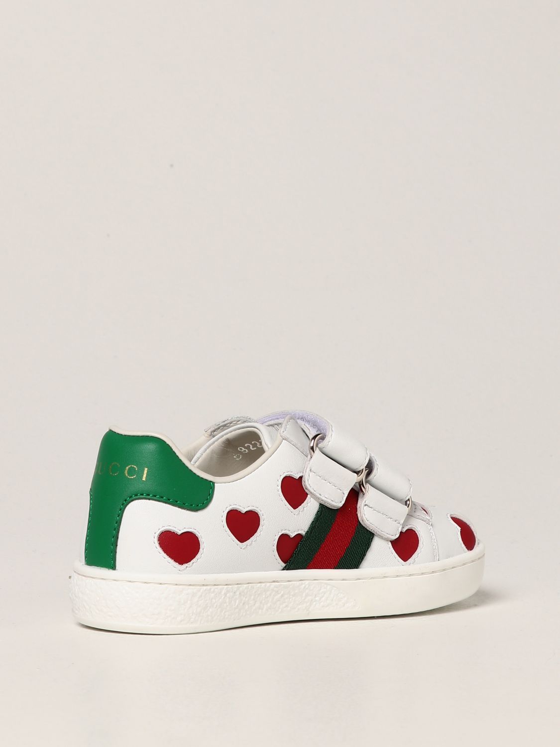 Shoes Gucci: Gucci Ace leather sneakers with hearts white 3