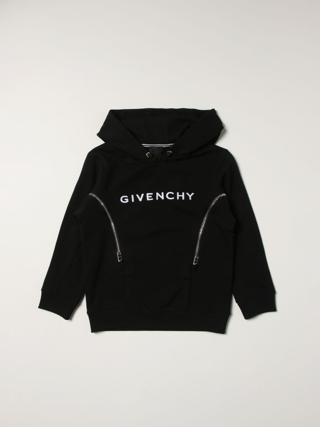 GIVENCHY: hoodie with logo and zipper - Black | Givenchy sweater H25323 ...