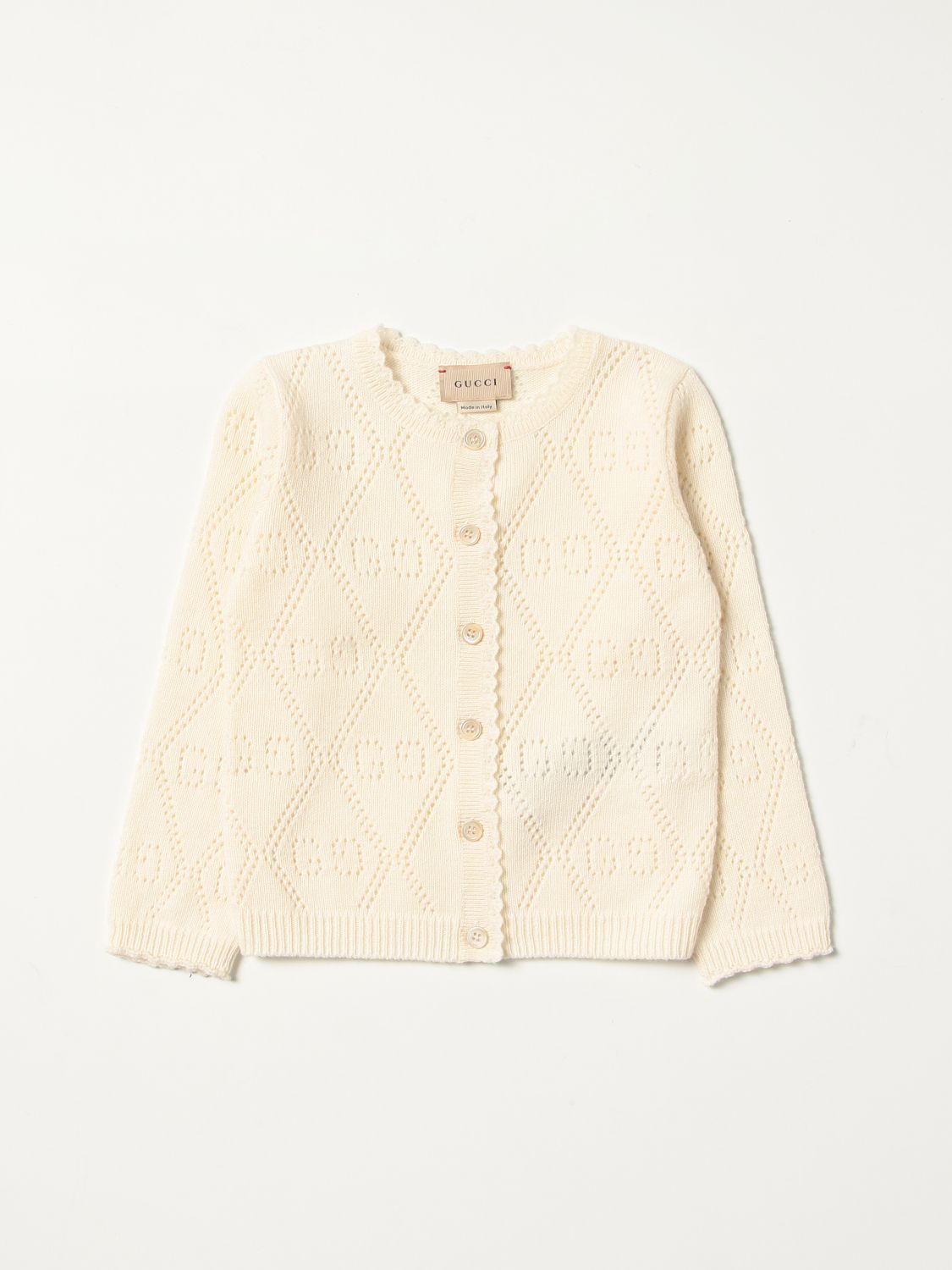 GUCCI: GG wool knit cardigan - White | Gucci sweater 642843XKBXP online ...