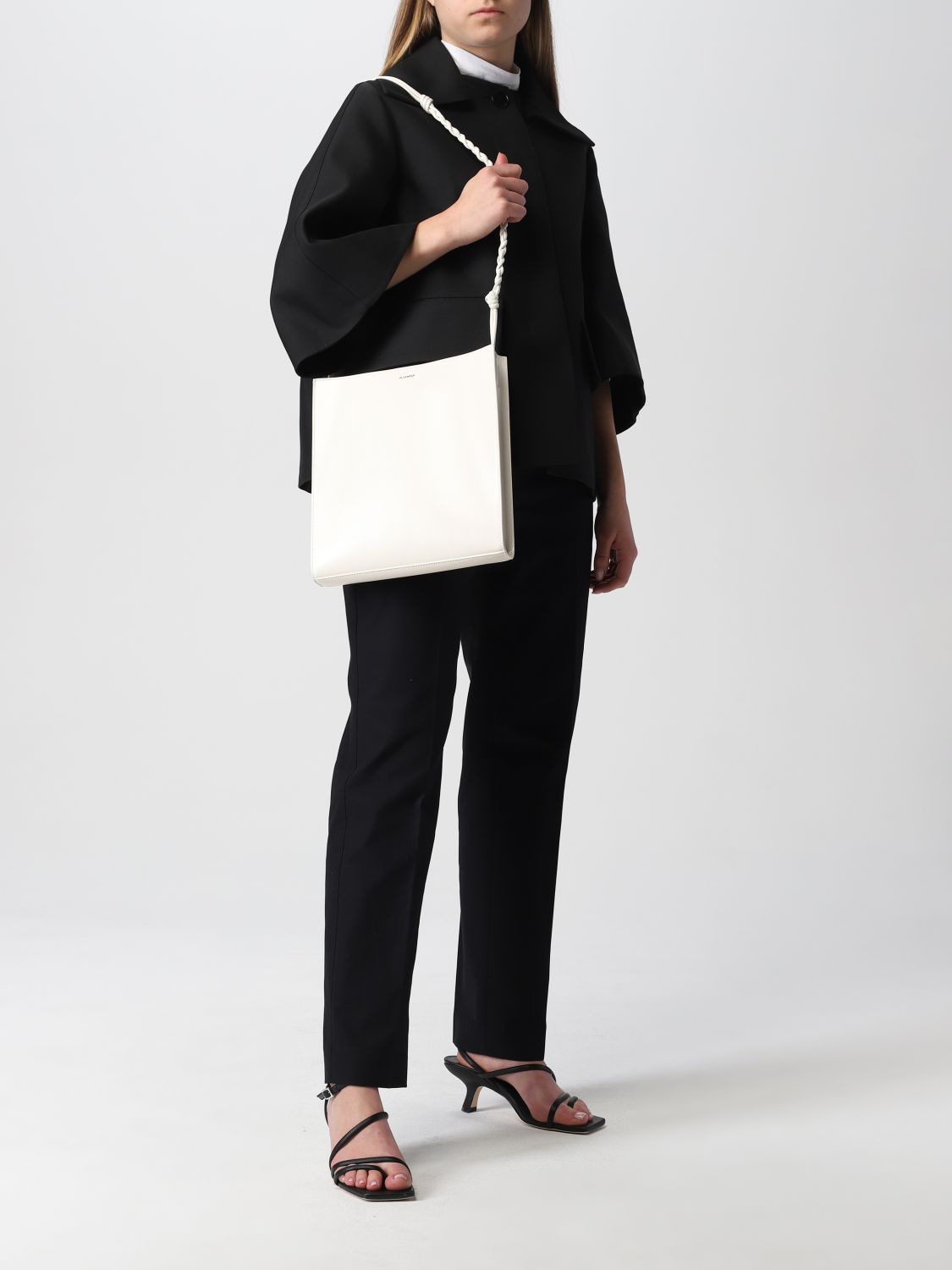 JIL SANDER: Tangle leather bag - Natural | Crossbody Bags Jil Sander ...