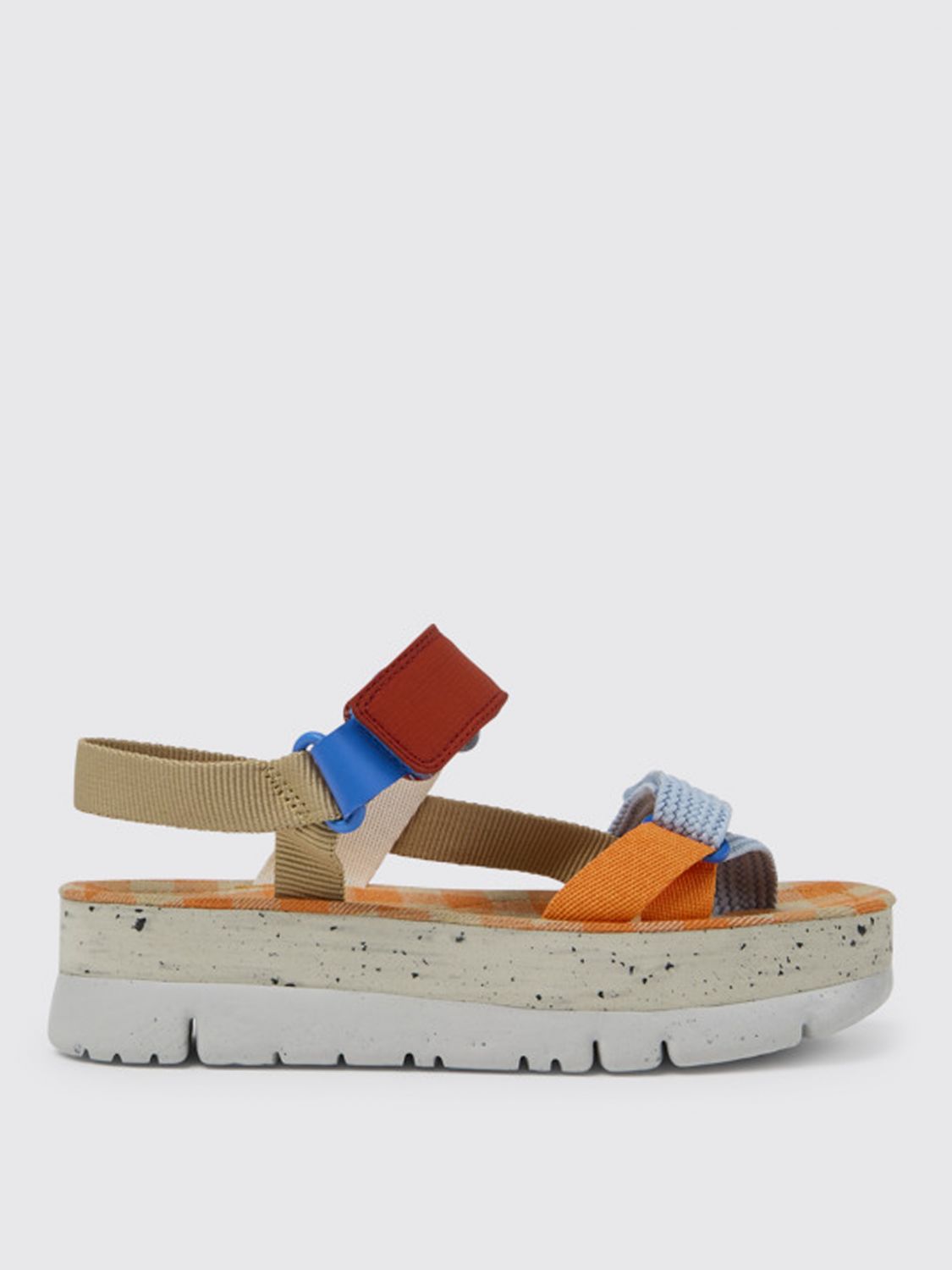 CAMPER: Oruga Up sandals in PET and calfskin - Multicolor | Camper flat ...