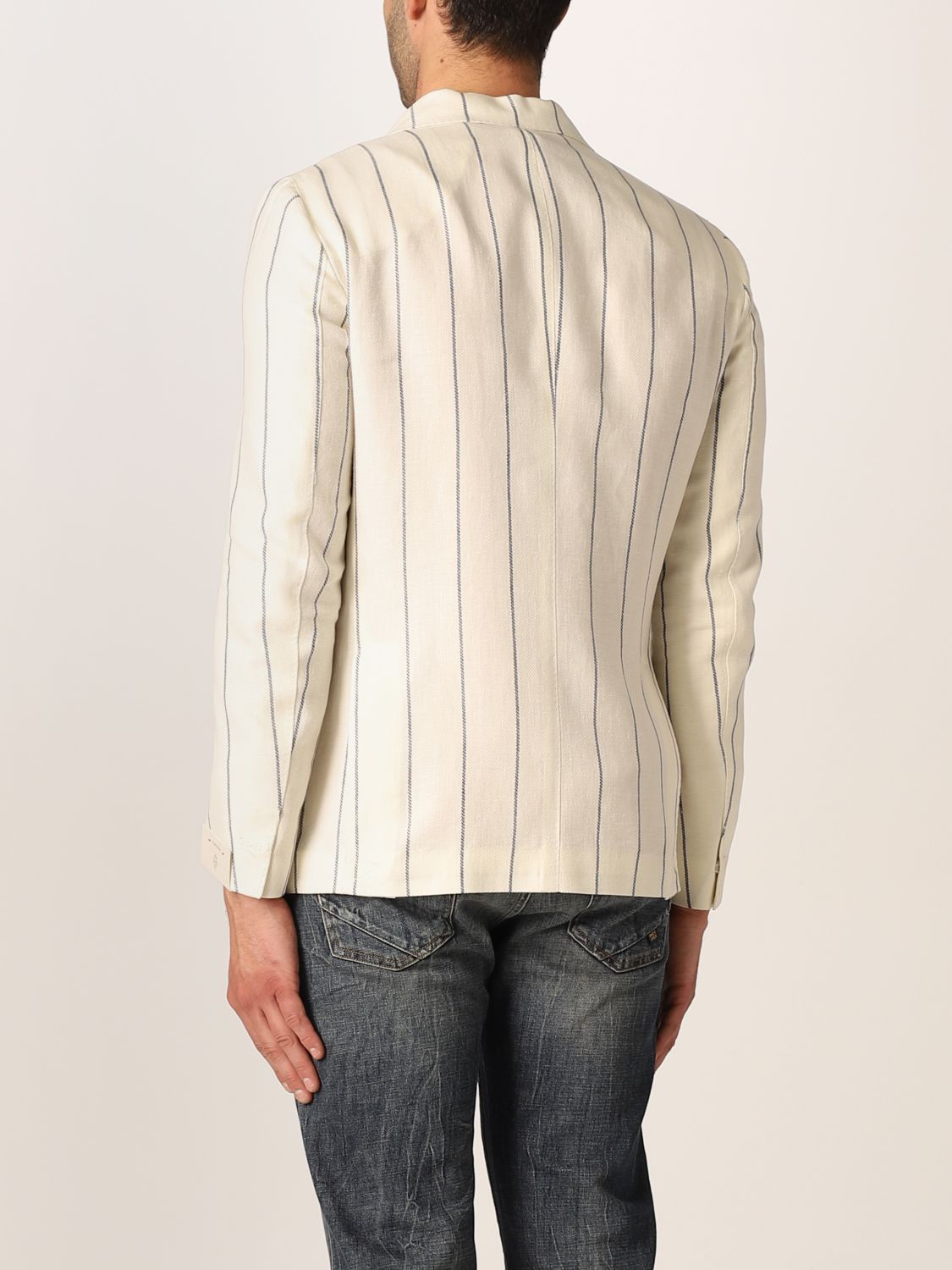 Blazer Eleventy: Eleventy single-breasted blazer with striped print white 2