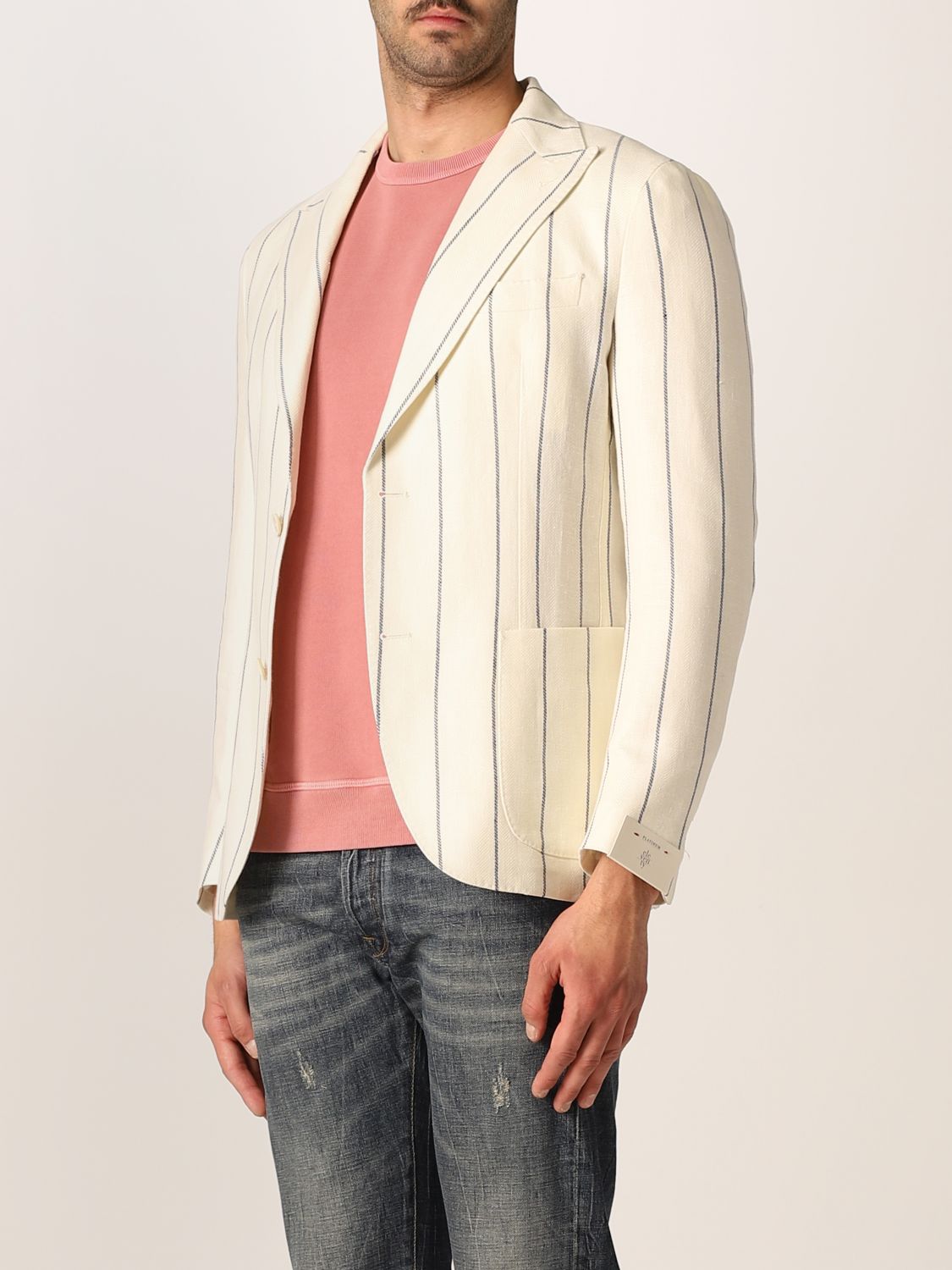 Blazer Eleventy: Eleventy single-breasted blazer with striped print white 3