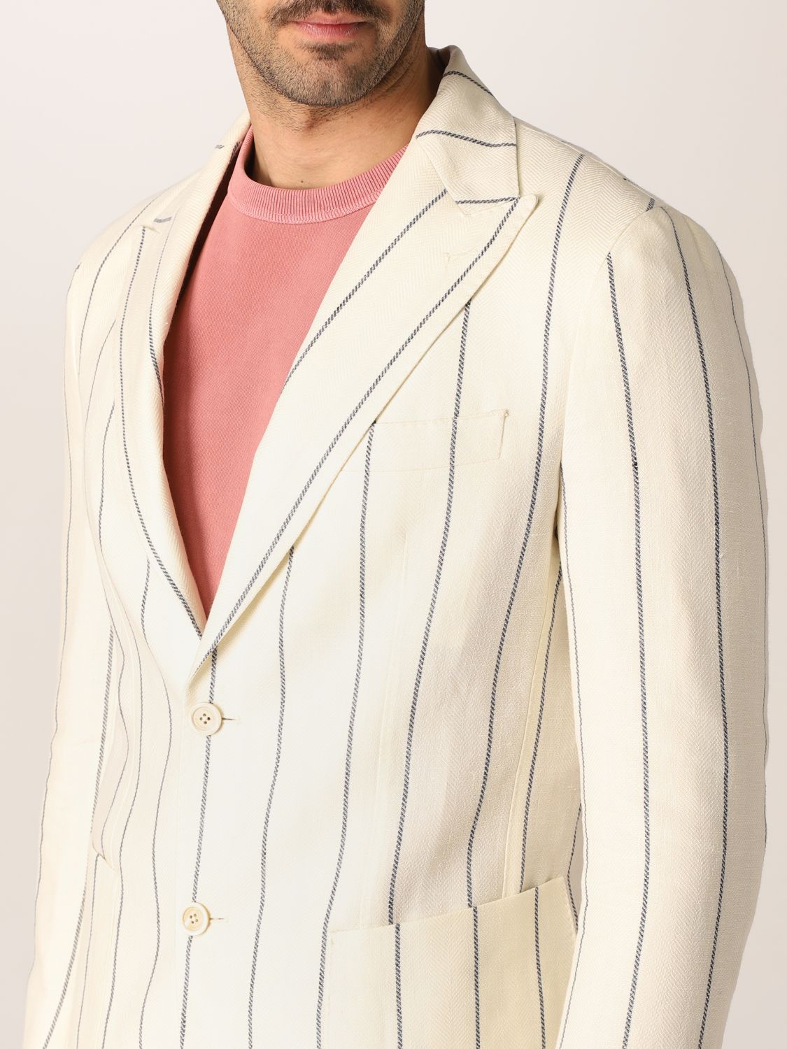 Blazer Eleventy: Eleventy single-breasted blazer with striped print white 4
