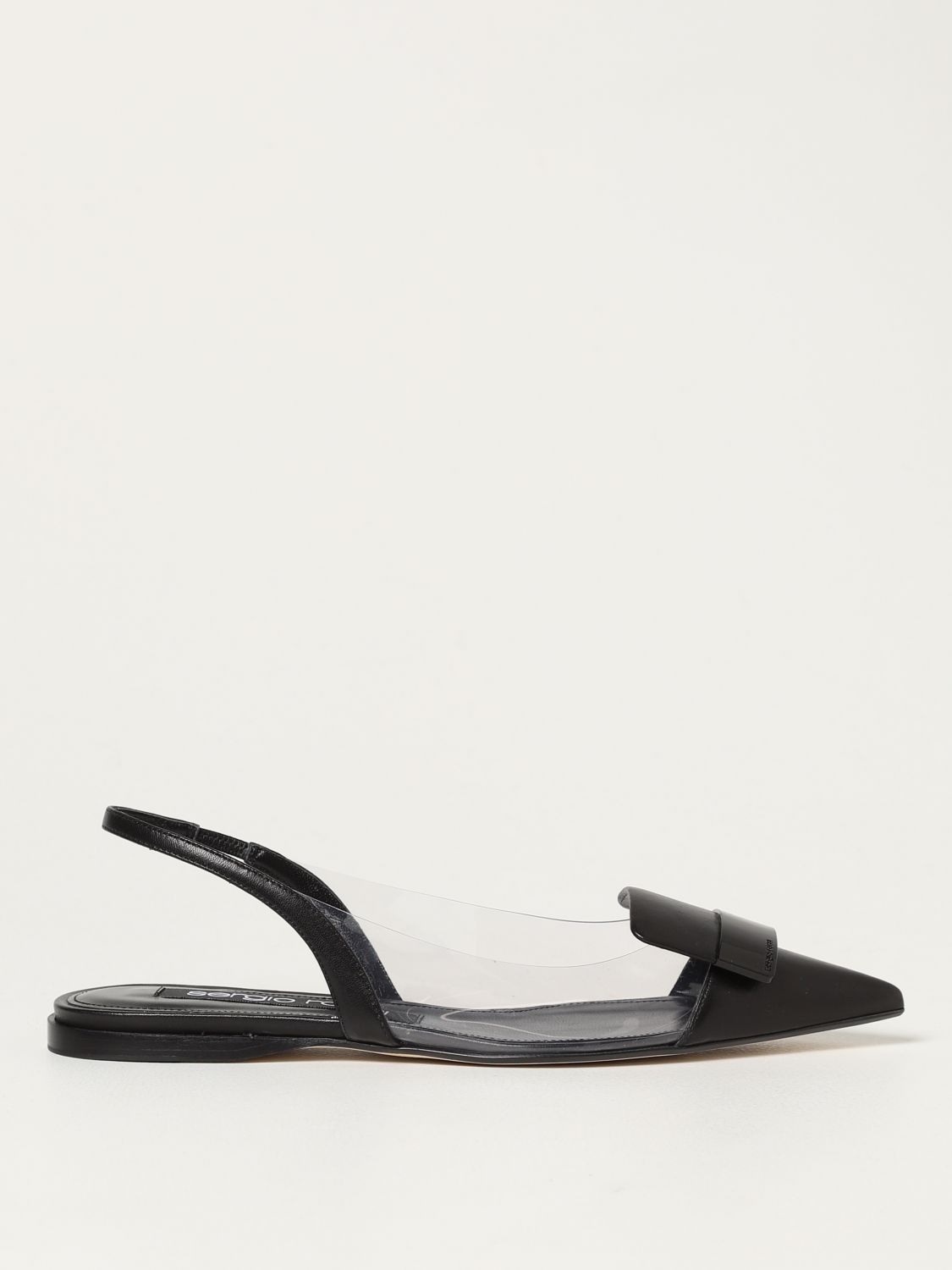 Flat shoes Sergio Rossi: Sergio Rossi Sr1 nappa leather and PVC slingbacks black 1