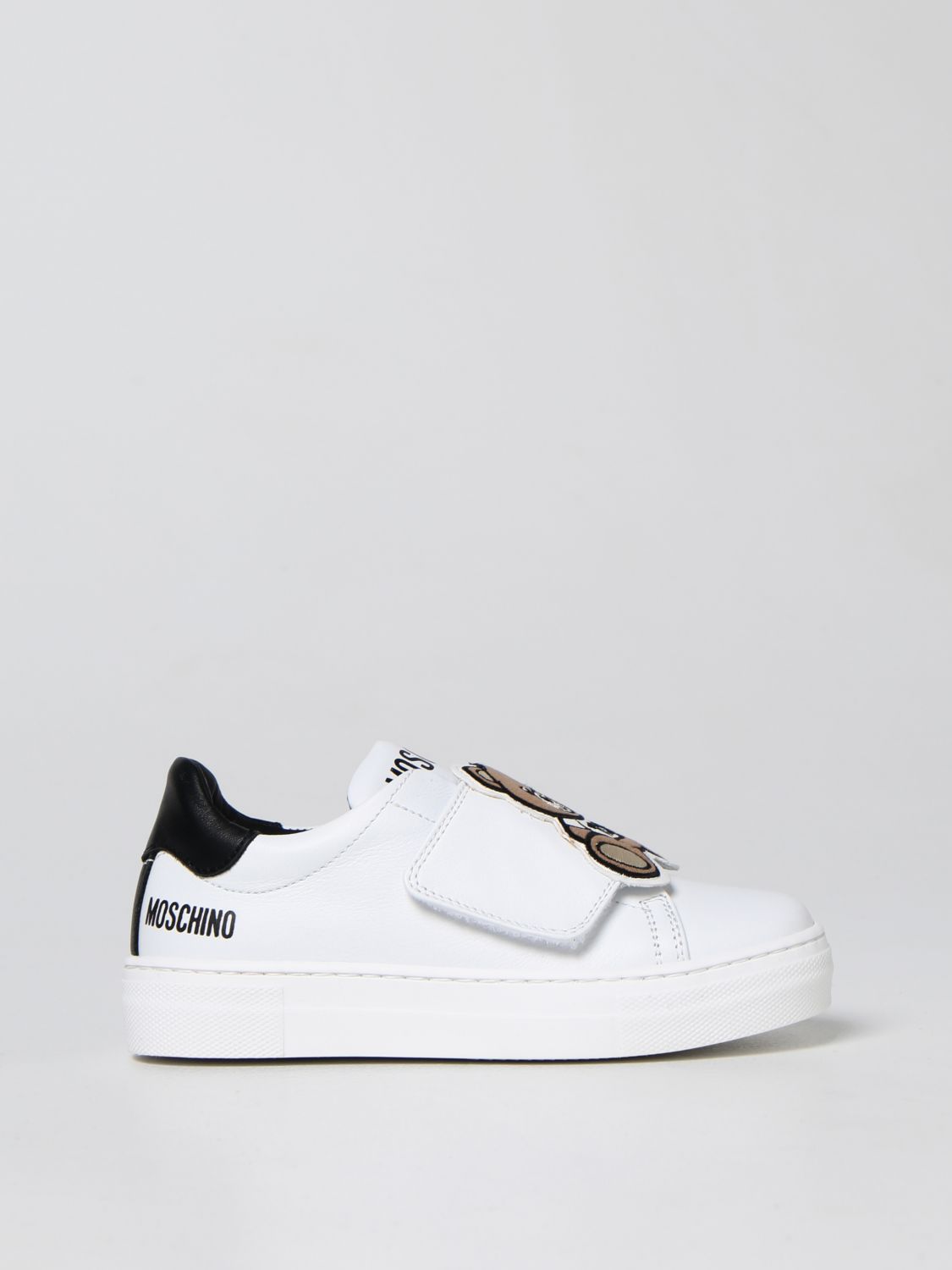 Shoes Moschino Kid: Moschino Kid Teddy Bear leather sneakers white 1
