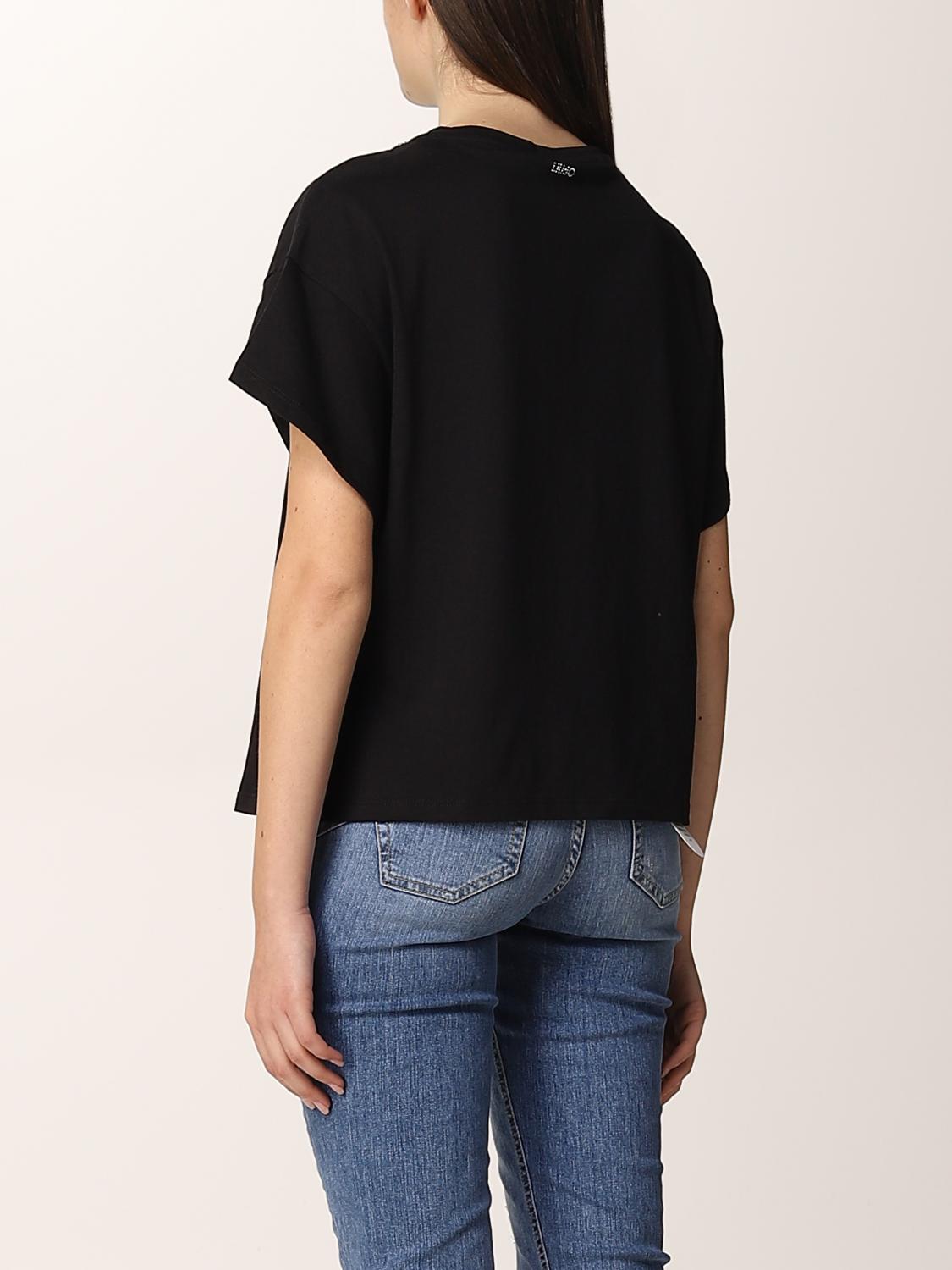 LIU JO: T-shirt in cotone con catena metallica - Nero | T-Shirt Liu Jo  WA2148J6308 GIGLIO.COM