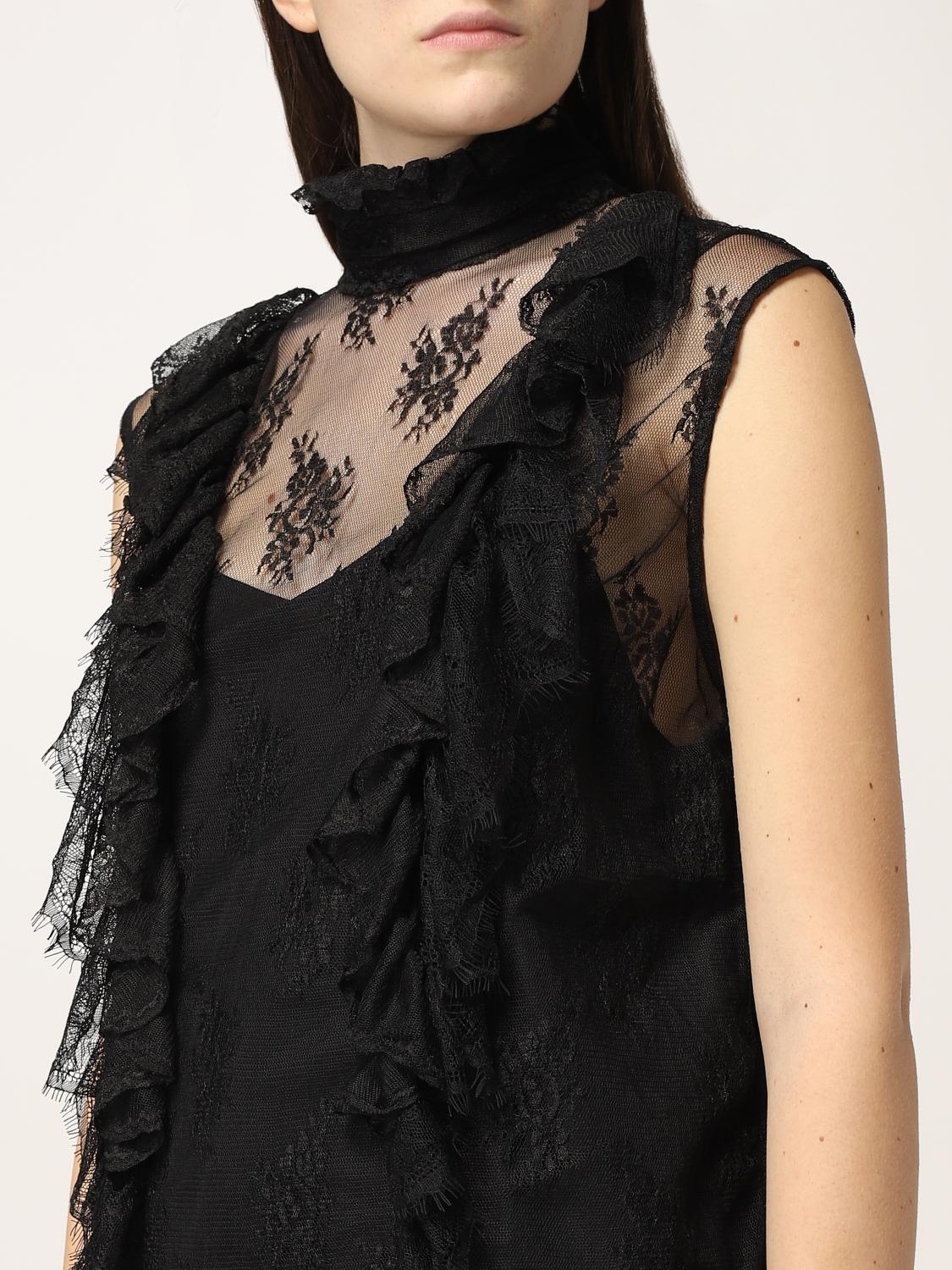 PINKO: Top senza maniche in pizzo con ricami - Nero | Top E Bluse Pinko  1G17BUY7T5 GIGLIO.COM
