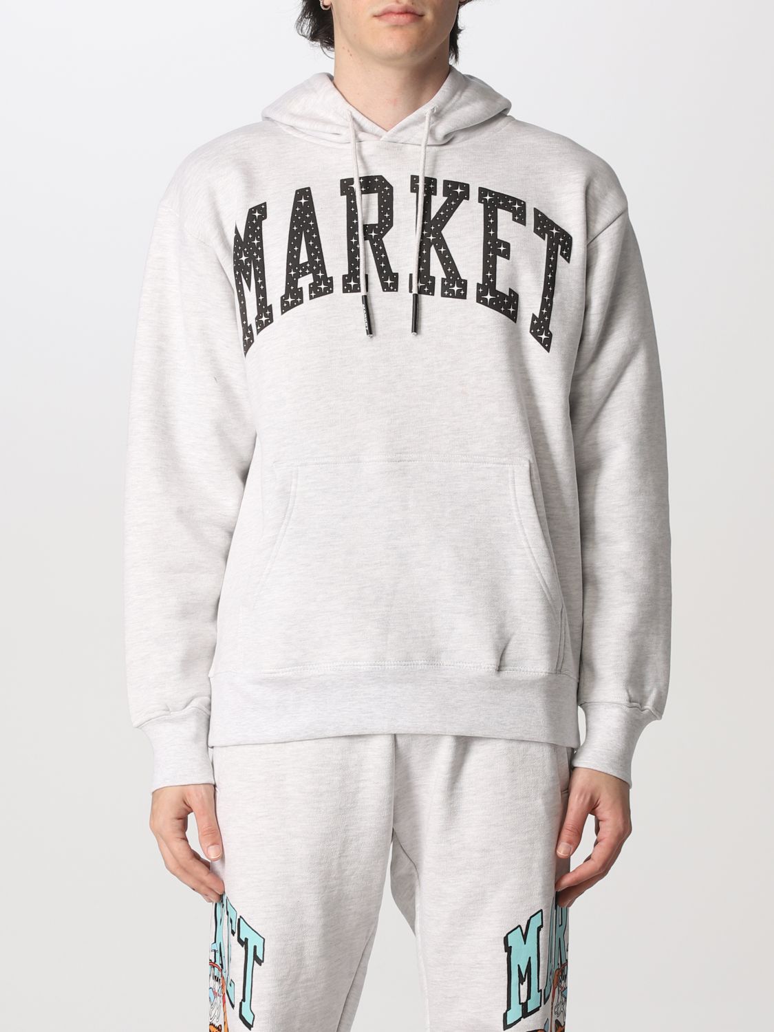 Market Basic  Jumper With Printed Logo In Grey