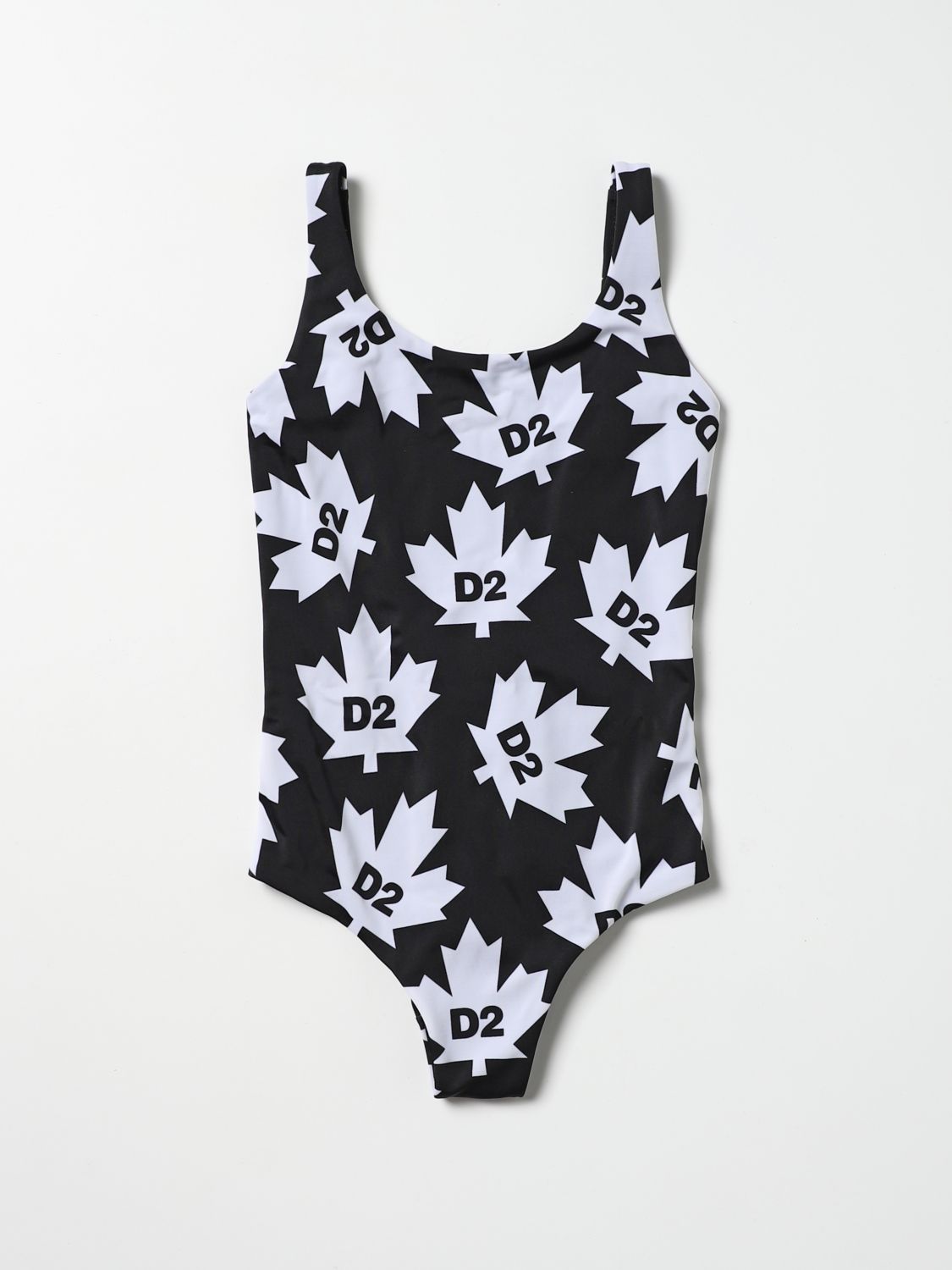 Dsquared2 Junior Kids' One-piece Swimsuit With All Over Logo In Black