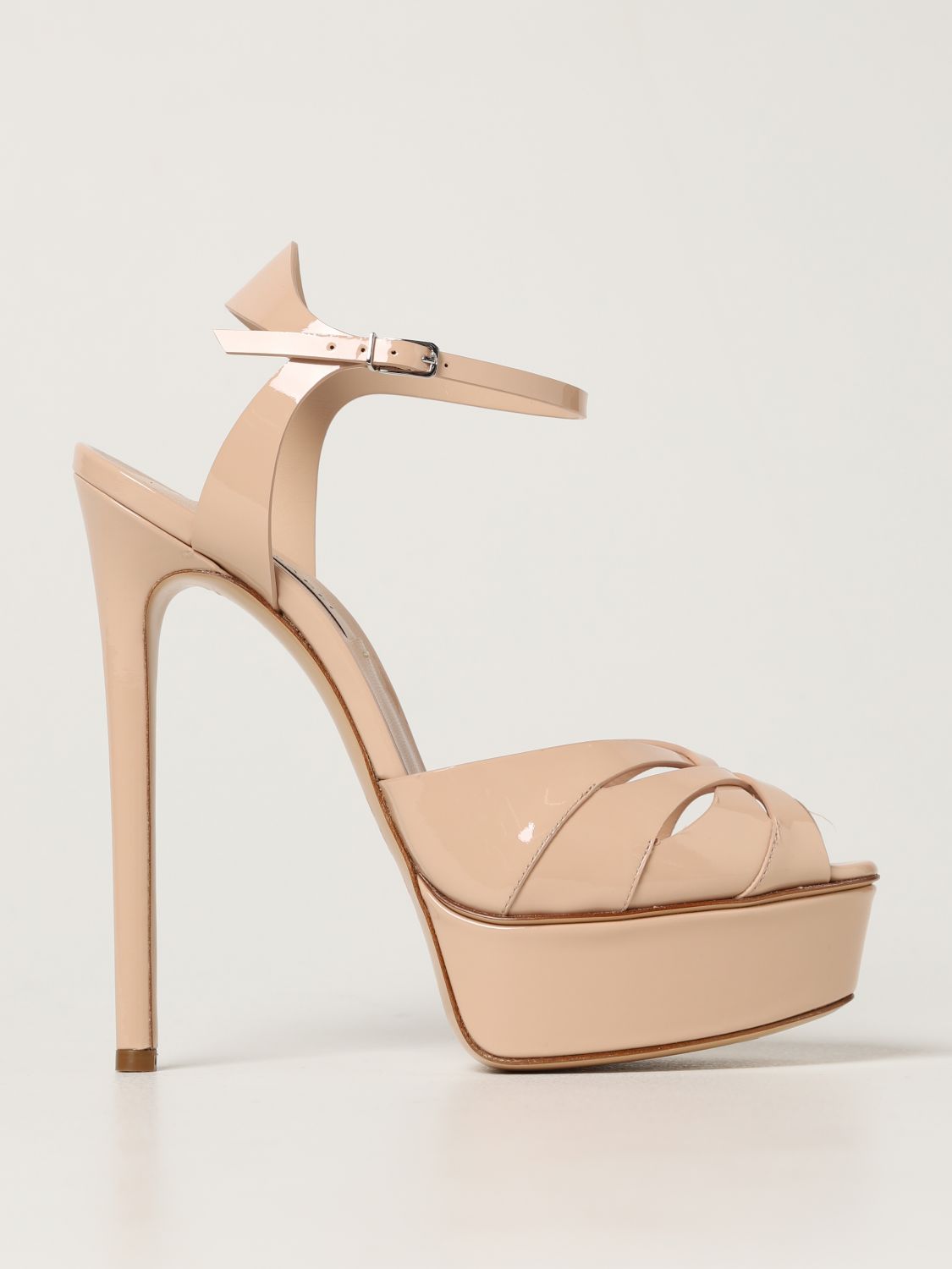 CASADEI: patent leather sandals - Blush Pink | Casadei heeled 1L746S1401TIFFA3302 online on GIGLIO.COM