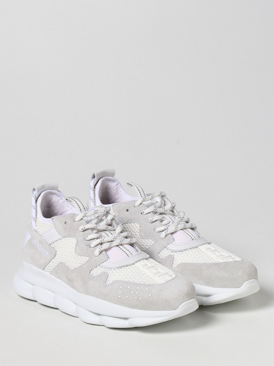 Scarpe Young Versace: Sneakers Chain Reaction Versace Young in mesh e camoscio bianco 2