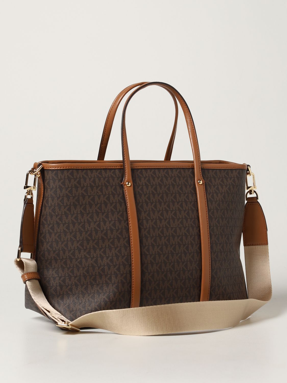 MICHAEL KORS: Beck Michael bag in monogram canvas - Brown